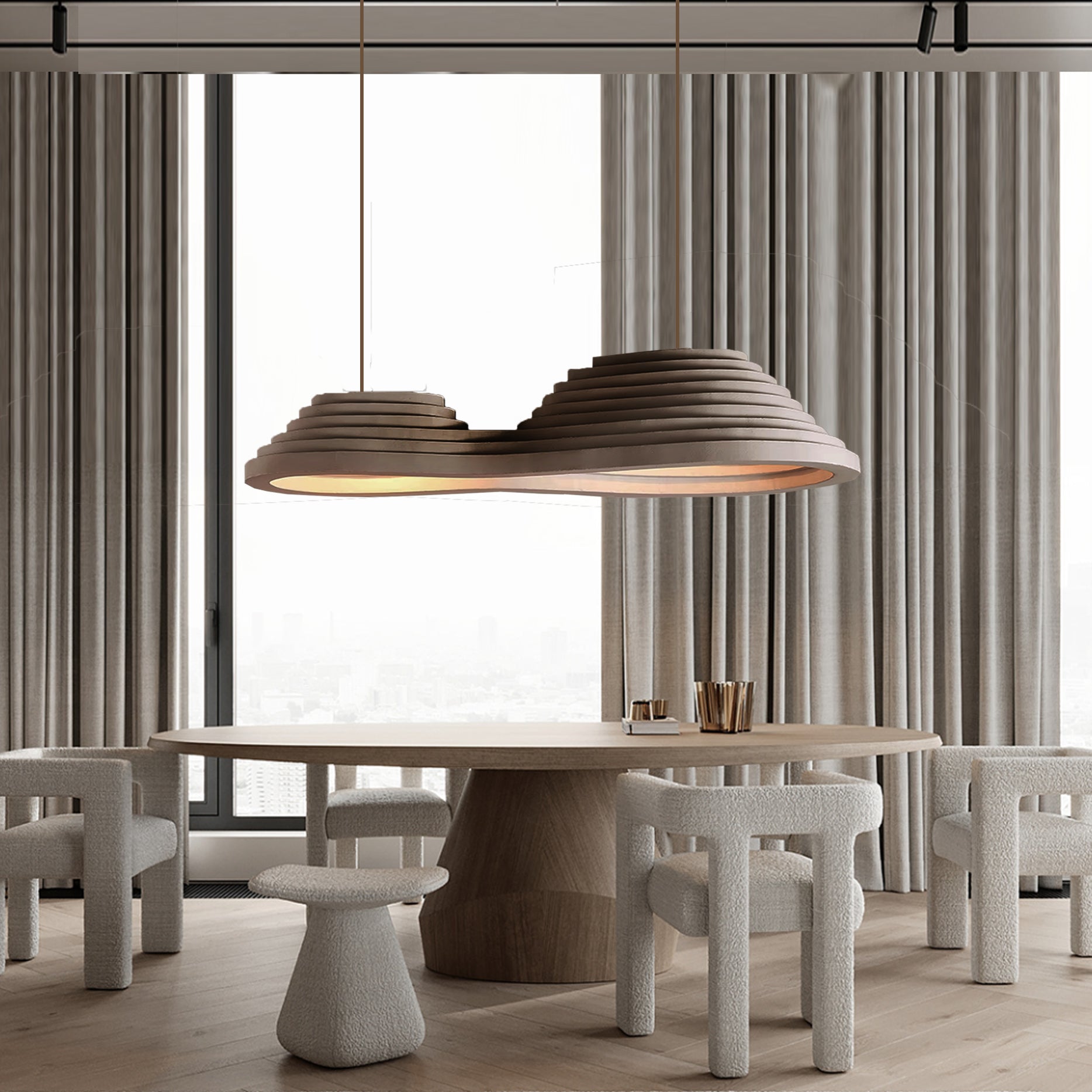 Wabi Sabi Brown Pendant Light HTD-IW1433-075-Brown -  Pendant Lamps | مصباح معلق وابي سابي بني - ebarza Furniture UAE | Shop Modern Furniture in Abu Dhabi & Dubai - مفروشات ايبازرا في الامارات | تسوق اثاث عصري وديكورات مميزة في دبي وابوظبي