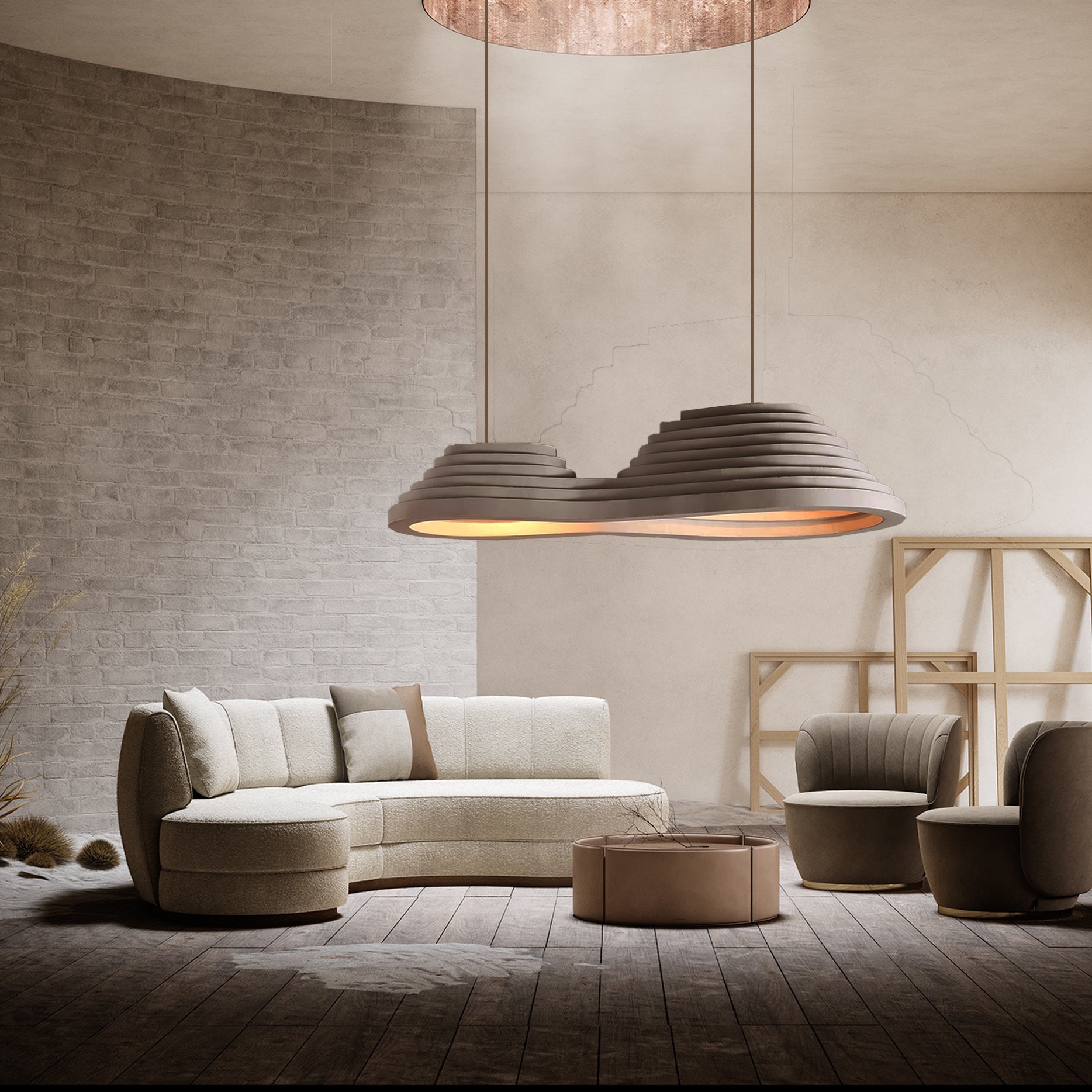 Wabi Sabi Brown Pendant Light HTD-IW1433-075-Brown -  Pendant Lamps | مصباح معلق وابي سابي بني - ebarza Furniture UAE | Shop Modern Furniture in Abu Dhabi & Dubai - مفروشات ايبازرا في الامارات | تسوق اثاث عصري وديكورات مميزة في دبي وابوظبي