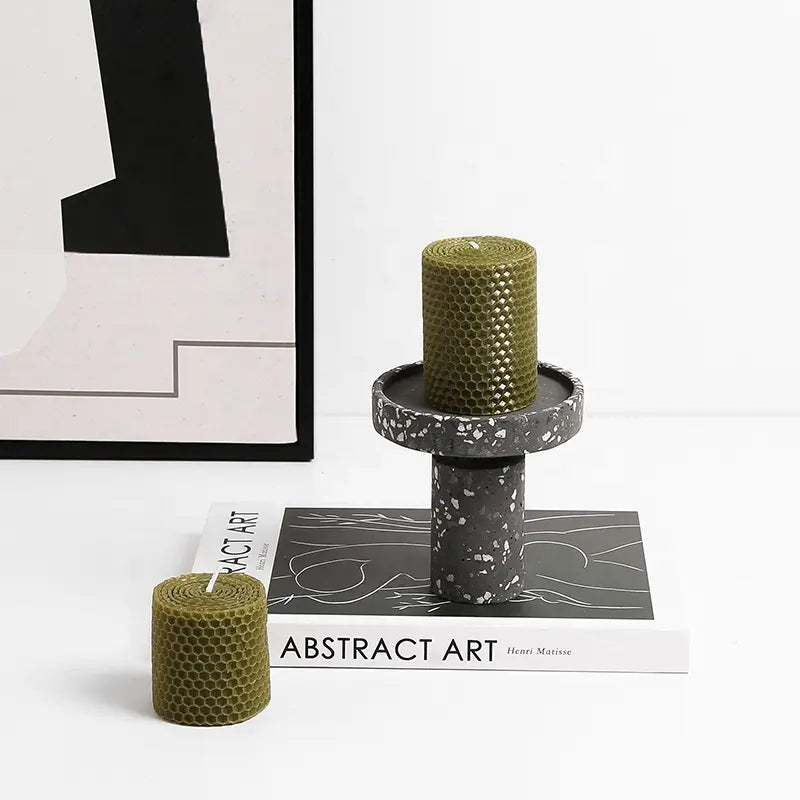 Black Terrazzo Candleholder FB-T2218B -  Candle Holders | شمعدان بلاك تيرازو - ebarza Furniture UAE | Shop Modern Furniture in Abu Dhabi & Dubai - مفروشات ايبازرا في الامارات | تسوق اثاث عصري وديكورات مميزة في دبي وابوظبي