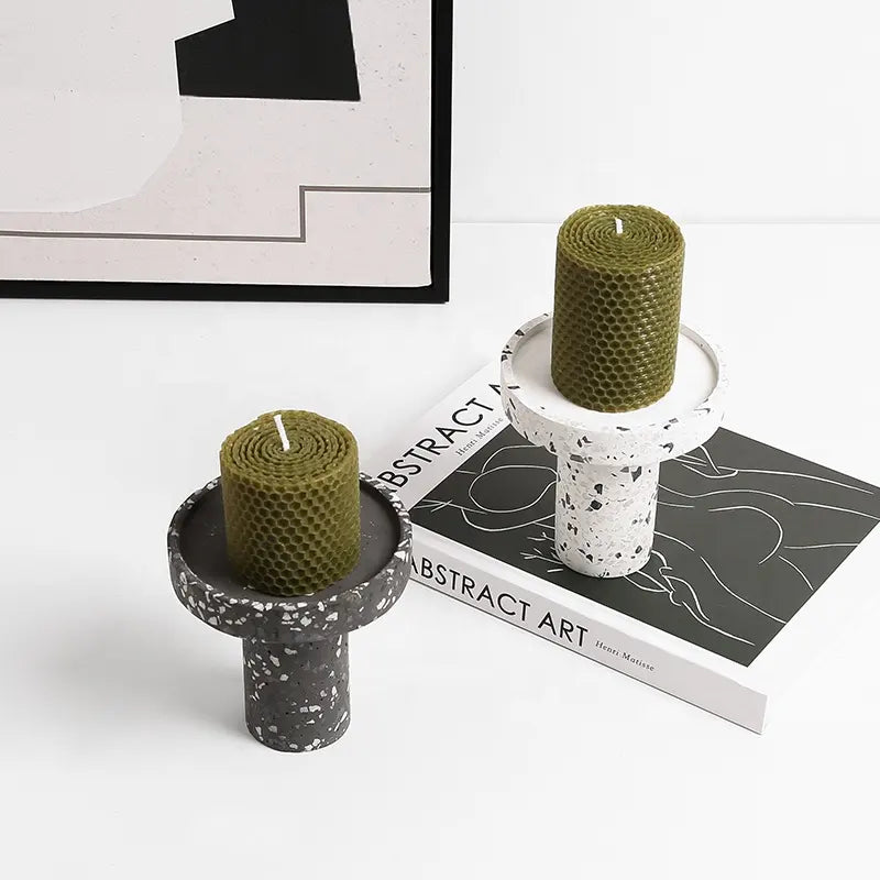 Black Terrazzo Candleholder FB-T2218B -  Candle Holders | شمعدان بلاك تيرازو - ebarza Furniture UAE | Shop Modern Furniture in Abu Dhabi & Dubai - مفروشات ايبازرا في الامارات | تسوق اثاث عصري وديكورات مميزة في دبي وابوظبي