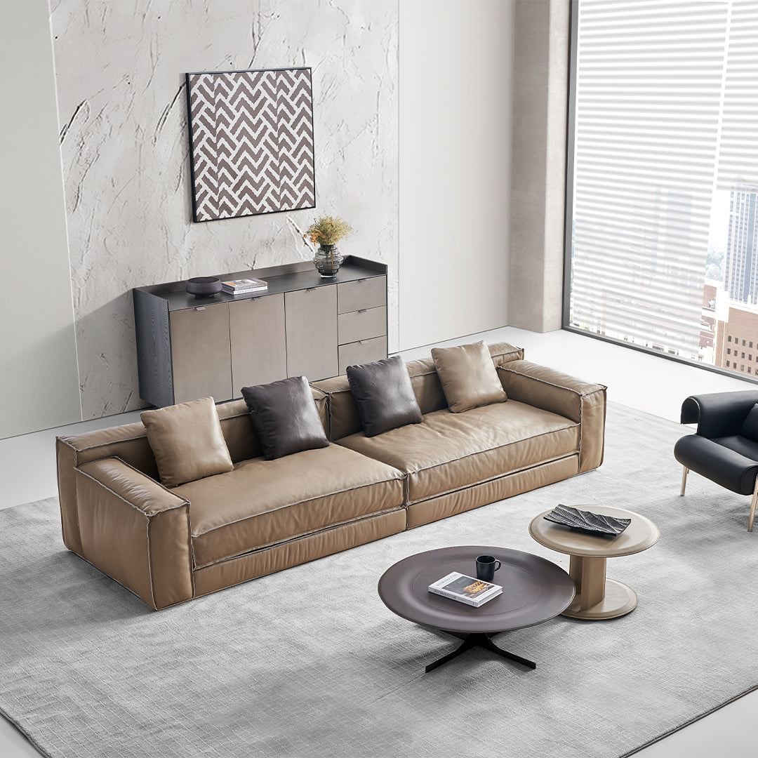 Brown Saddle Leather Coffee Table - LT082/Brown -  Coffee Tables - ebarza Furniture UAE | Shop Modern Furniture in Abu Dhabi & Dubai - مفروشات ايبازرا في الامارات | تسوق اثاث عصري وديكورات مميزة في دبي وابوظبي