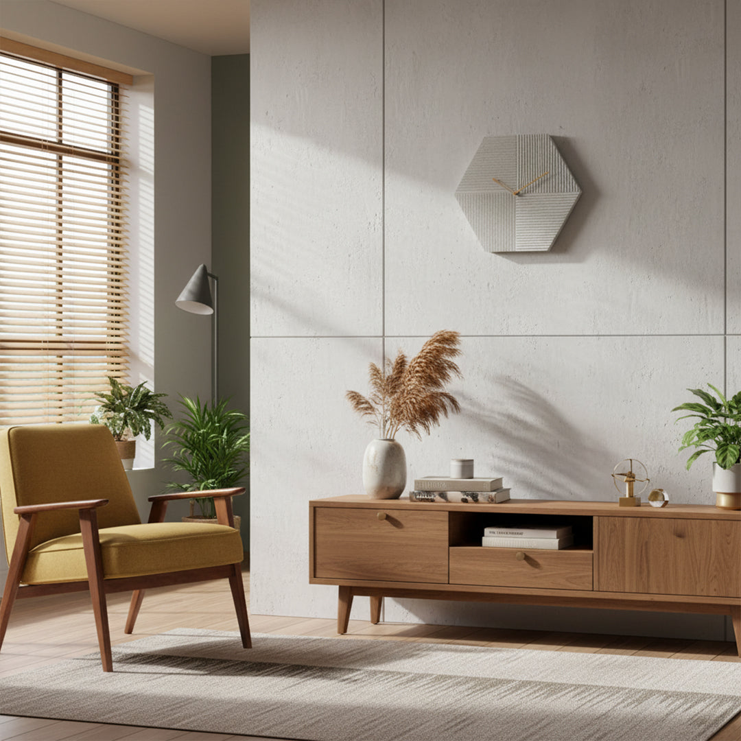 Hexagon Wall Clock WCF234 -  Clocks - ebarza Furniture UAE | Shop Modern Furniture in Abu Dhabi & Dubai - مفروشات ايبازرا في الامارات | تسوق اثاث عصري وديكورات مميزة في دبي وابوظبي