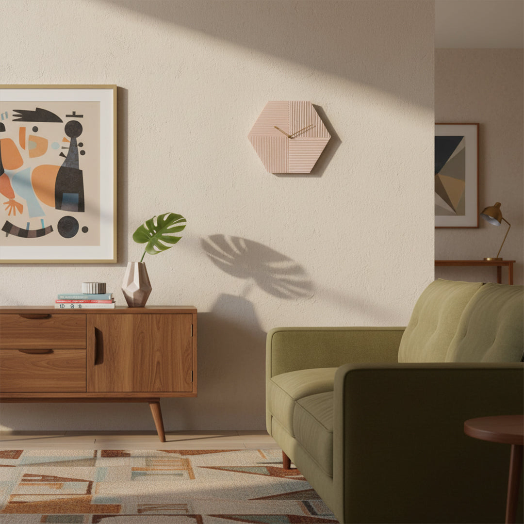 Hexagon Wall Clock WCF217 -  Clocks - ebarza Furniture UAE | Shop Modern Furniture in Abu Dhabi & Dubai - مفروشات ايبازرا في الامارات | تسوق اثاث عصري وديكورات مميزة في دبي وابوظبي