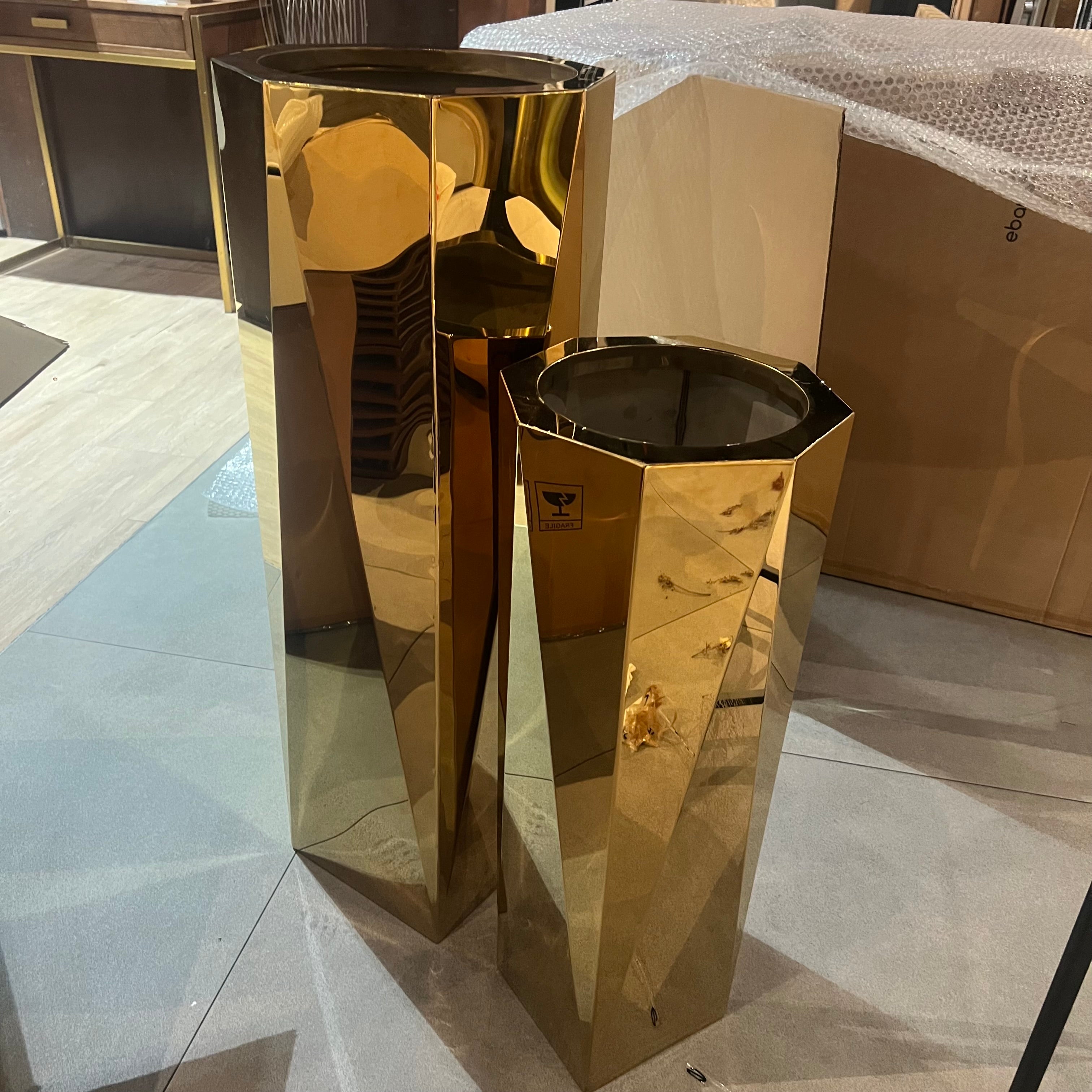 Display Item - Set Of 3 Large Stainless Steel Planter Box Jks094-95-96 Tg-P01-G-Nakheel -  DISPLAY ITEM - ebarza Furniture UAE | Shop Modern Furniture in Abu Dhabi & Dubai - مفروشات ايبازرا في الامارات | تسوق اثاث عصري وديكورات مميزة في دبي وابوظبي