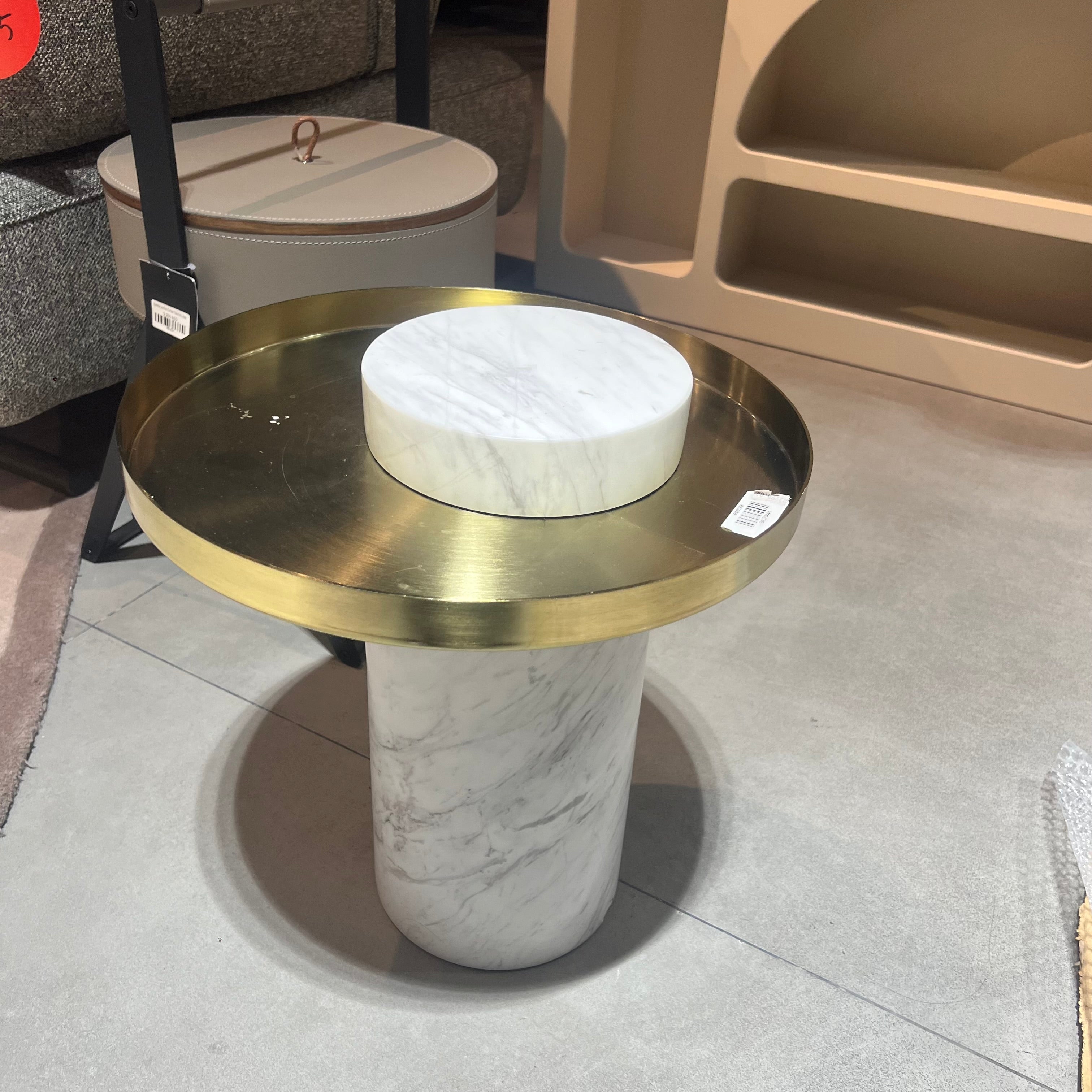 Display Item - Upsalla Solid Marble Side Table TG-260-Nakheel -  DISPLAY ITEM - ebarza Furniture UAE | Shop Modern Furniture in Abu Dhabi & Dubai - مفروشات ايبازرا في الامارات | تسوق اثاث عصري وديكورات مميزة في دبي وابوظبي