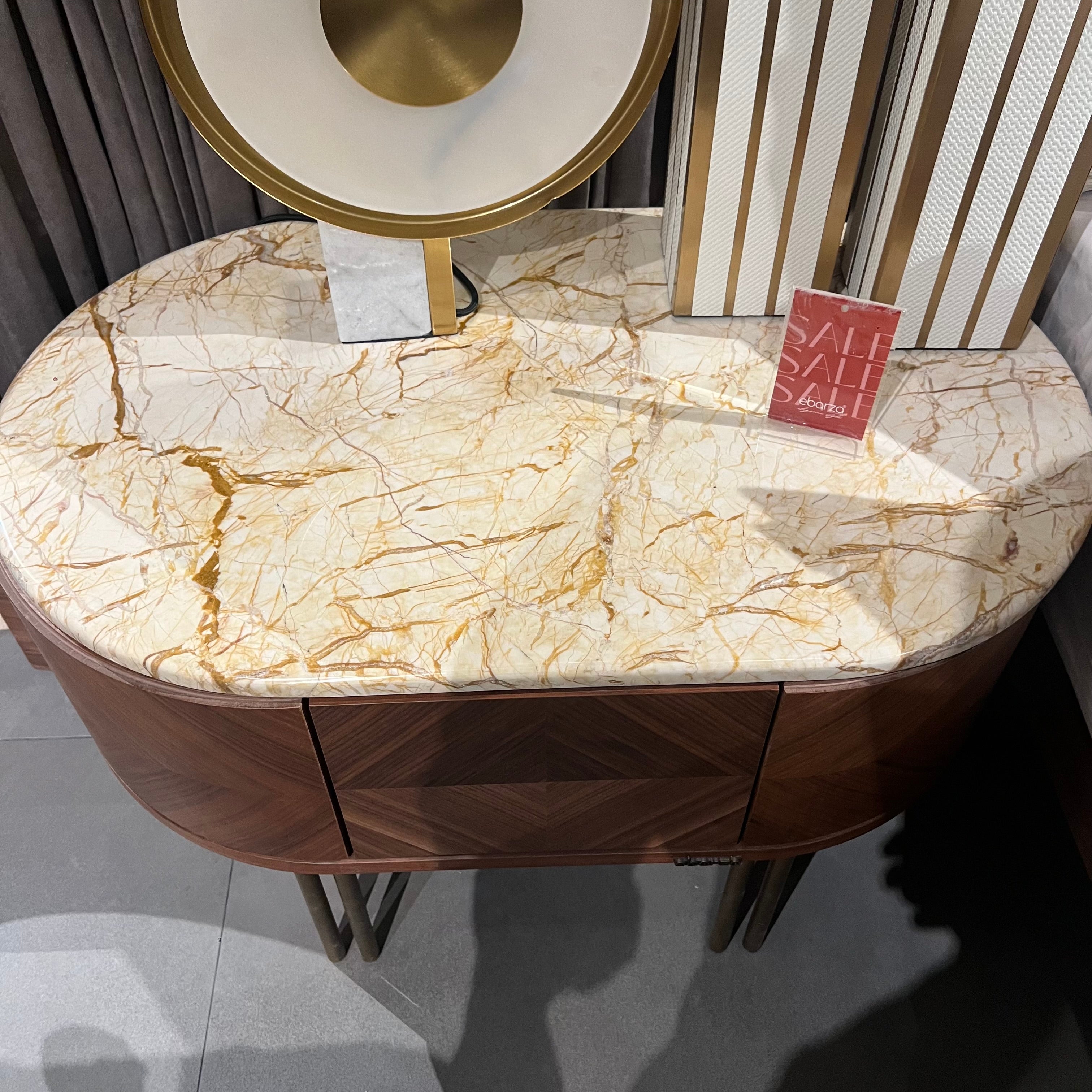 Display Item - 2X Eva Natural Marble Bedside Tables Eva-Side Nakheel