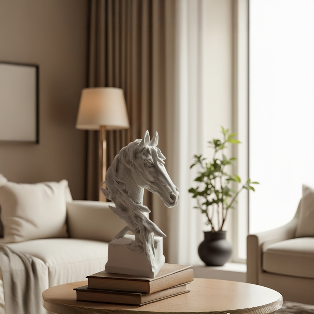 Ivory White Horse Head Ornament BMS284 -  Home Decor Figurines - ebarza Furniture UAE | Shop Modern Furniture in Abu Dhabi & Dubai - مفروشات ايبازرا في الامارات | تسوق اثاث عصري وديكورات مميزة في دبي وابوظبي