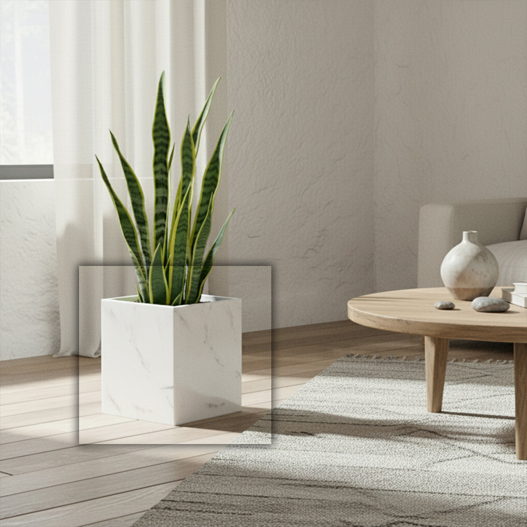 Jazz White Marble Garbage Bin / Planter Box  SBK880-8