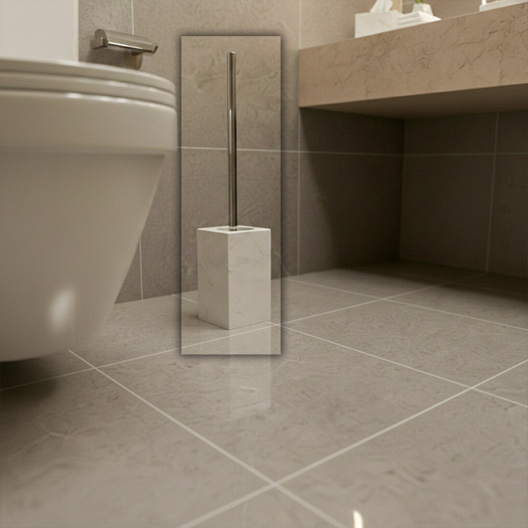 Jazz White Marble Square Toilet Brush SBK880-7 -  Bathroom Accessories - ebarza Furniture UAE | Shop Modern Furniture in Abu Dhabi & Dubai - مفروشات ايبازرا في الامارات | تسوق اثاث عصري وديكورات مميزة في دبي وابوظبي