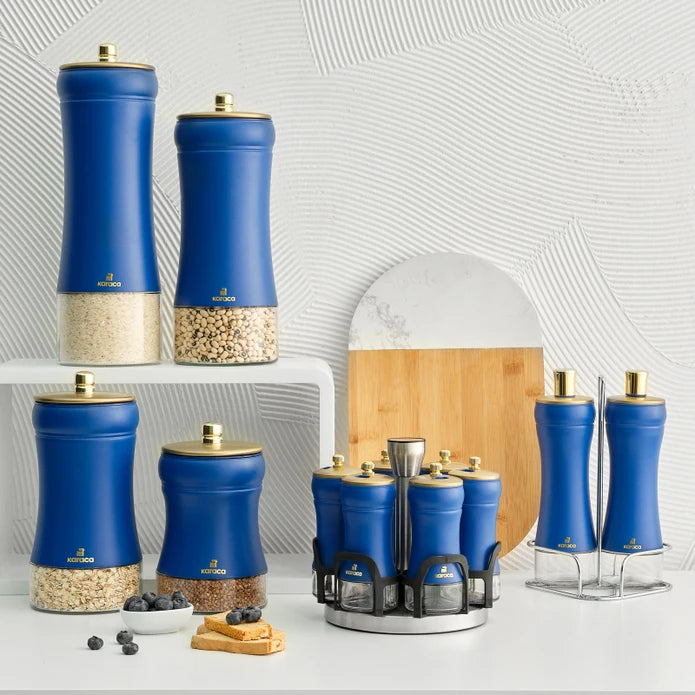 Karaca Blue Berry 5 Piece Line Glass Spice Set 153.03.06.8988 -  Spice Sets | طقم توابل زجاجي مكون من 5 قطع من كاراجا بلو بيري - ebarza Furniture UAE | Shop Modern Furniture in Abu Dhabi & Dubai - مفروشات ايبازرا في الامارات | تسوق اثاث عصري وديكورات مميزة في دبي وابوظبي