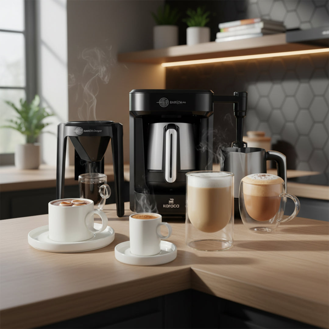 Karaca Hatır Barista Pro Talking Cappuccino and Turkish Coffee Machine Rosegold  153.03.06.8403 -  Kitchen Appliances - ebarza Furniture UAE | Shop Modern Furniture in Abu Dhabi & Dubai - مفروشات ايبازرا في الامارات | تسوق اثاث عصري وديكورات مميزة في دبي وابوظبي