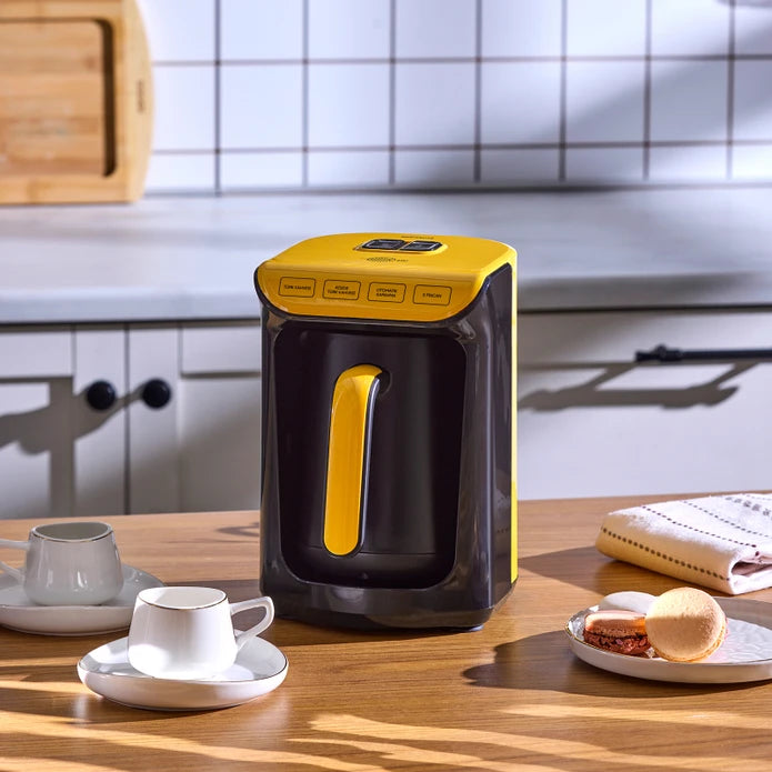 Pre-order 25 Days Delivery - Karaca Hatır Ember Turkish Coffee Machine Pineapple Yellow 153.09.01.6097 -  Kitchen Appliances - ebarza Furniture UAE | Shop Modern Furniture in Abu Dhabi & Dubai - مفروشات ايبازرا في الامارات | تسوق اثاث عصري وديكورات مميزة في دبي وابوظبي