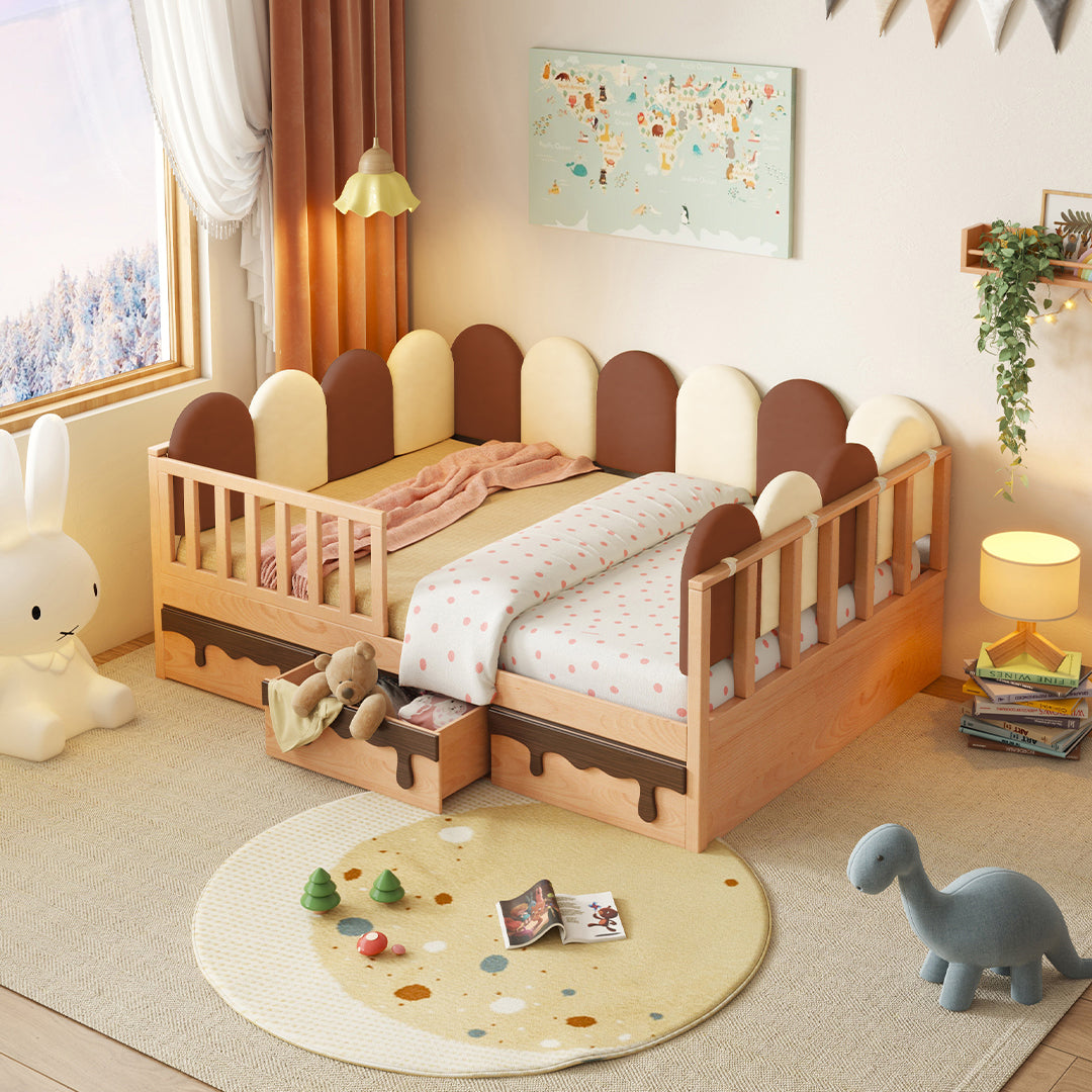 Pre-order 25 Days Delivery Neapolitan Kid Bed With drawers E2221F -  Kids Beds - ebarza Furniture UAE | Shop Modern Furniture in Abu Dhabi & Dubai - مفروشات ايبازرا في الامارات | تسوق اثاث عصري وديكورات مميزة في دبي وابوظبي