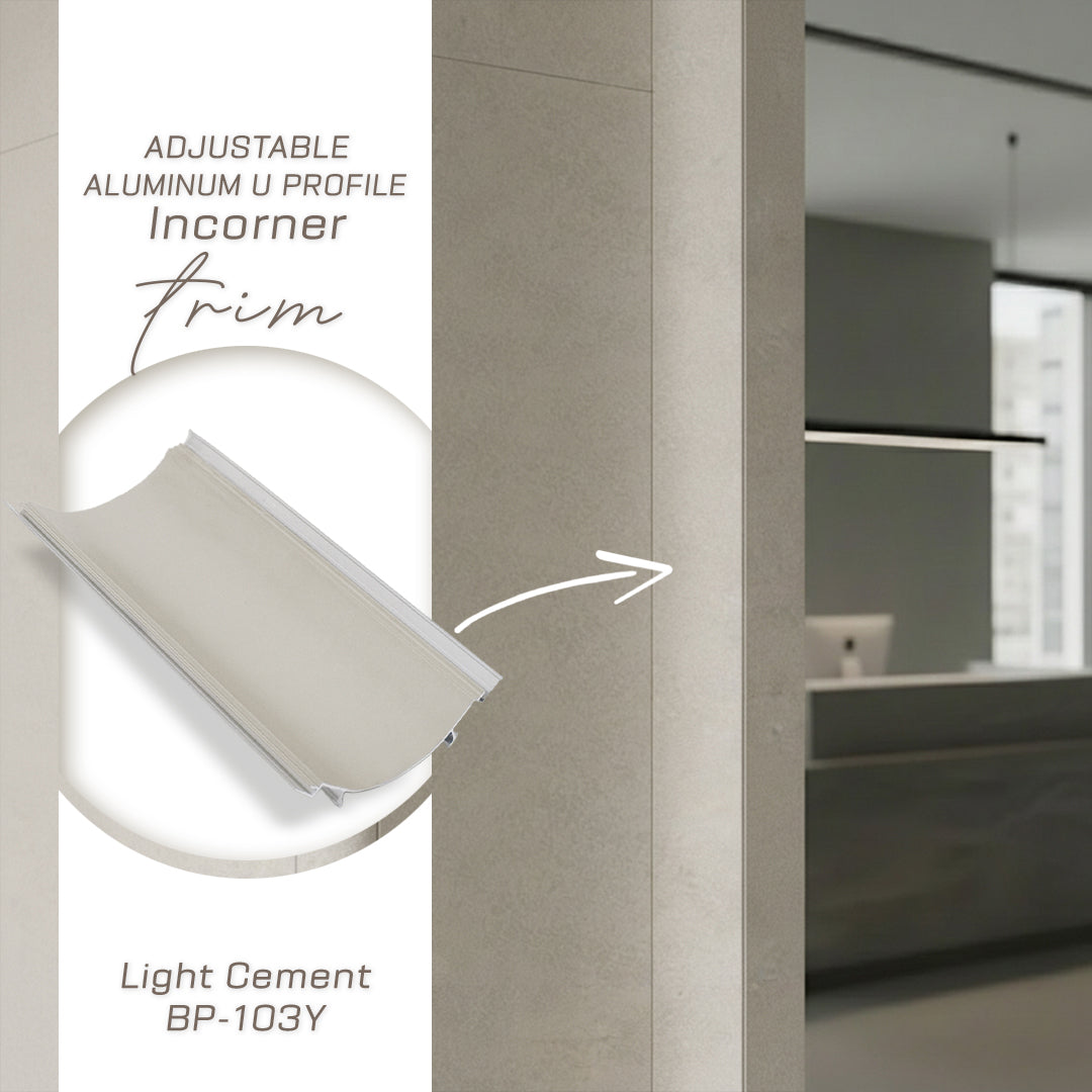 320H-ALUMINUM PROFILE- DESIGN SHAPE: Incorner trim  COLOUR:  Light Cement BP-103Y