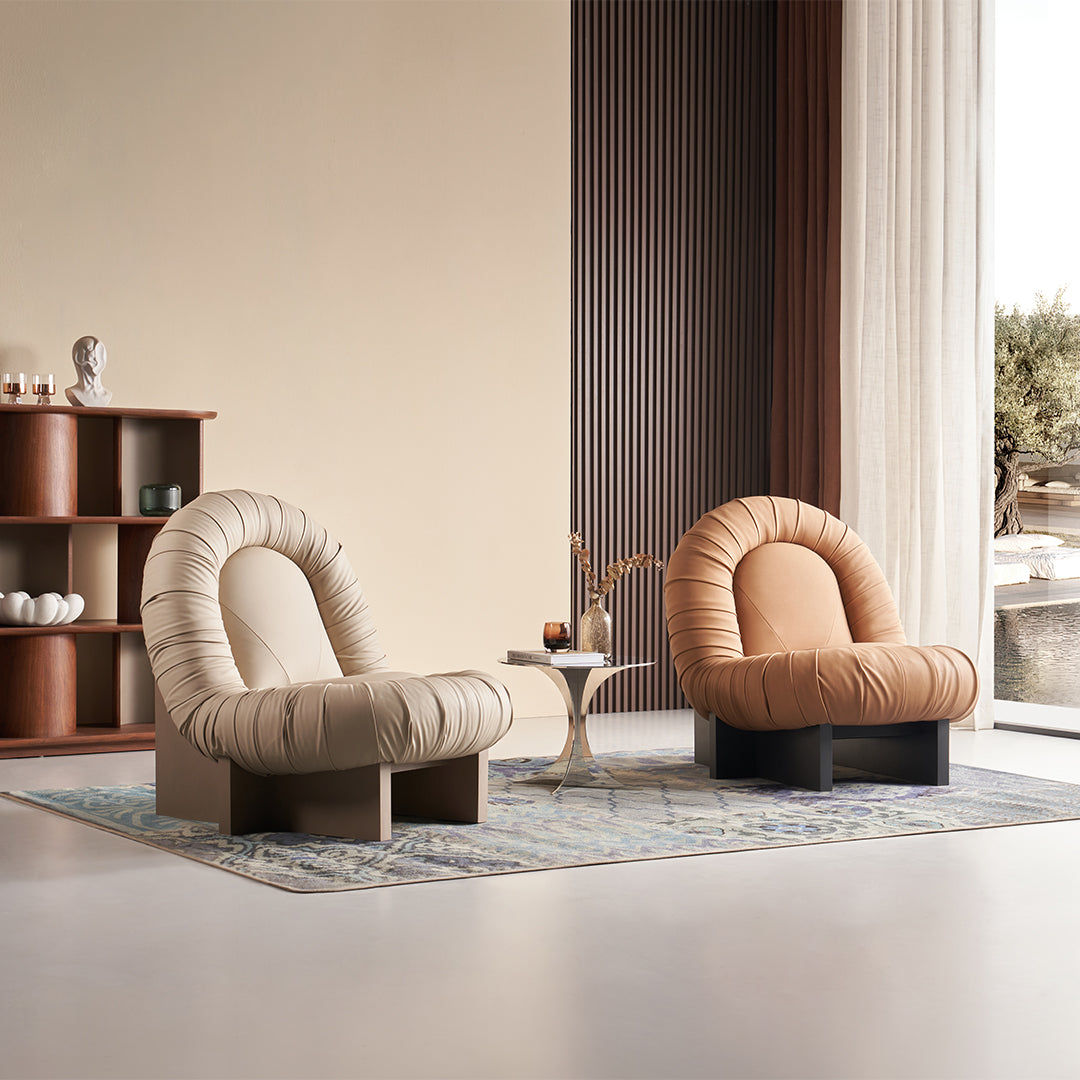 Lounge Chair LC092 - Beige -  Lounge Chairs - ebarza Furniture UAE | Shop Modern Furniture in Abu Dhabi & Dubai - مفروشات ايبازرا في الامارات | تسوق اثاث عصري وديكورات مميزة في دبي وابوظبي