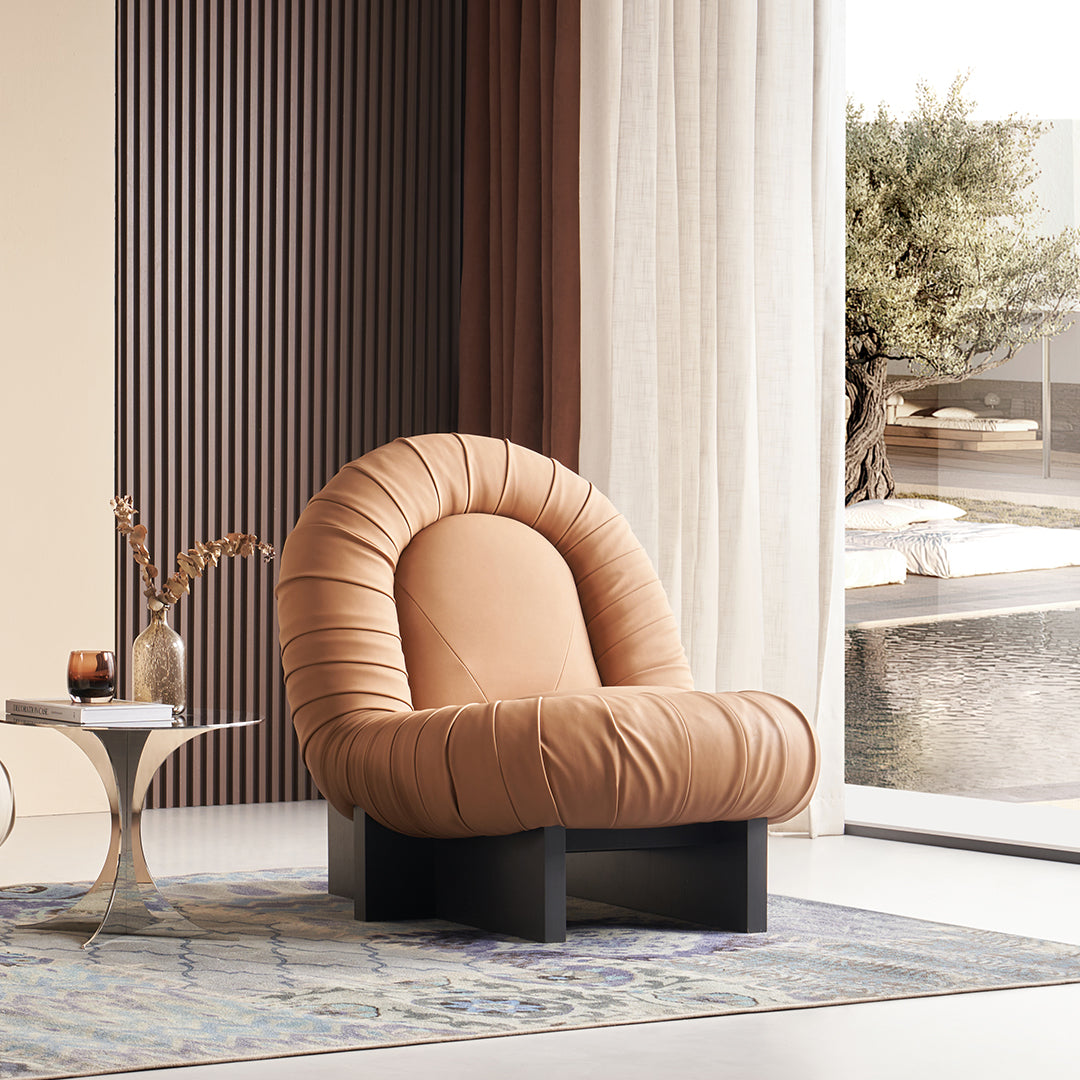 Lounge Chair LC092 - Orange -  Lounge Chairs - ebarza Furniture UAE | Shop Modern Furniture in Abu Dhabi & Dubai - مفروشات ايبازرا في الامارات | تسوق اثاث عصري وديكورات مميزة في دبي وابوظبي