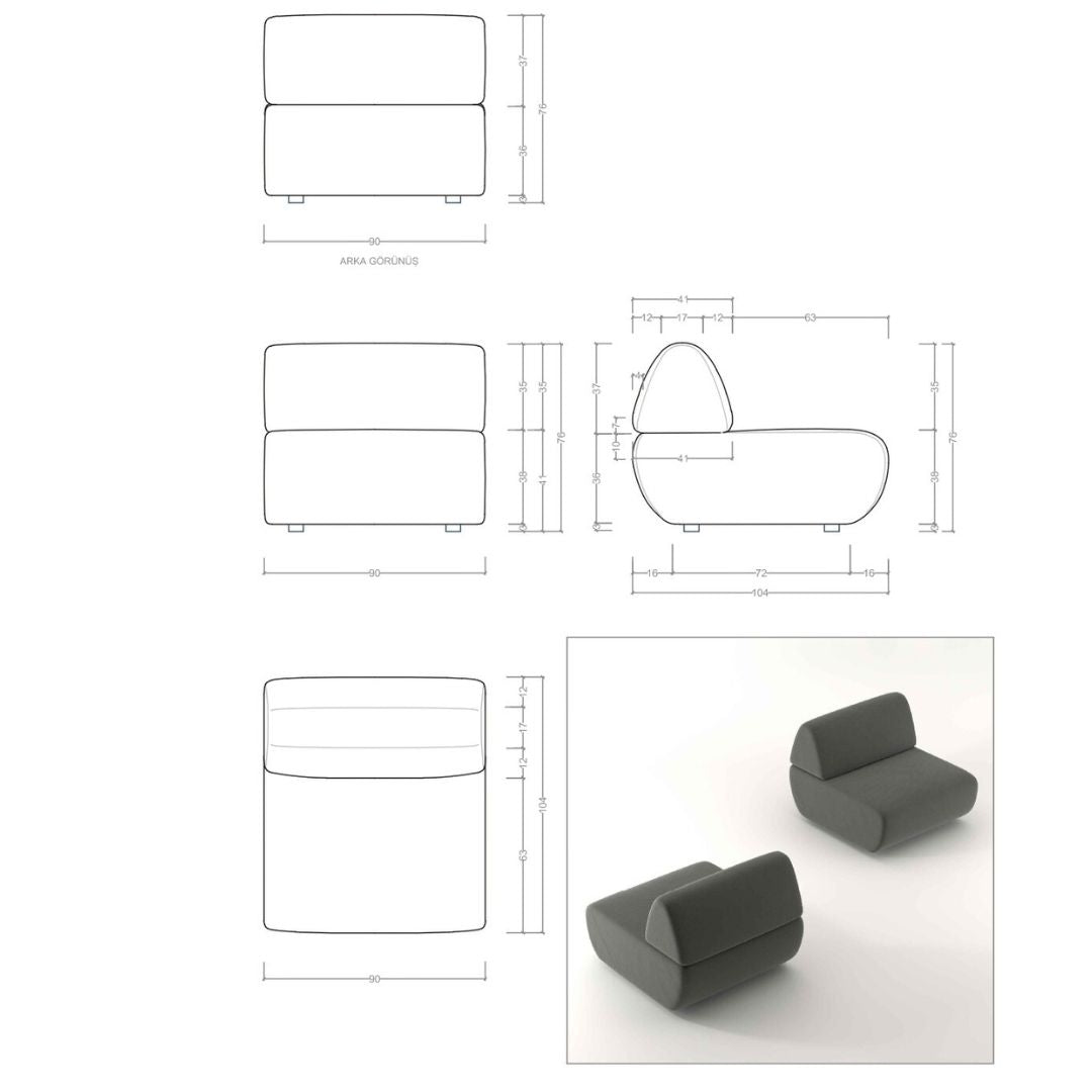 Pre Order 85 Days Delivery - MOLLIS SOFA 90CM SINGLE MODULE  BER-SINGLE/MODULE-90CM -  Sofas | الطلب المسبق التسليم خلال 85 يومًا - وحدة موليس 90 سم للأريكة موليس - ebarza Furniture UAE | Shop Modern Furniture in Abu Dhabi & Dubai - مفروشات ايبازرا في الامارات | تسوق اثاث عصري وديكورات مميزة في دبي وابوظبي