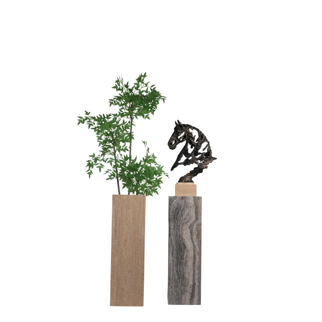 Marble Stand / Planter Box-L T0161 - Beige -  Home Decor Figurines - ebarza Furniture UAE | Shop Modern Furniture in Abu Dhabi & Dubai - مفروشات ايبازرا في الامارات | تسوق اثاث عصري وديكورات مميزة في دبي وابوظبي