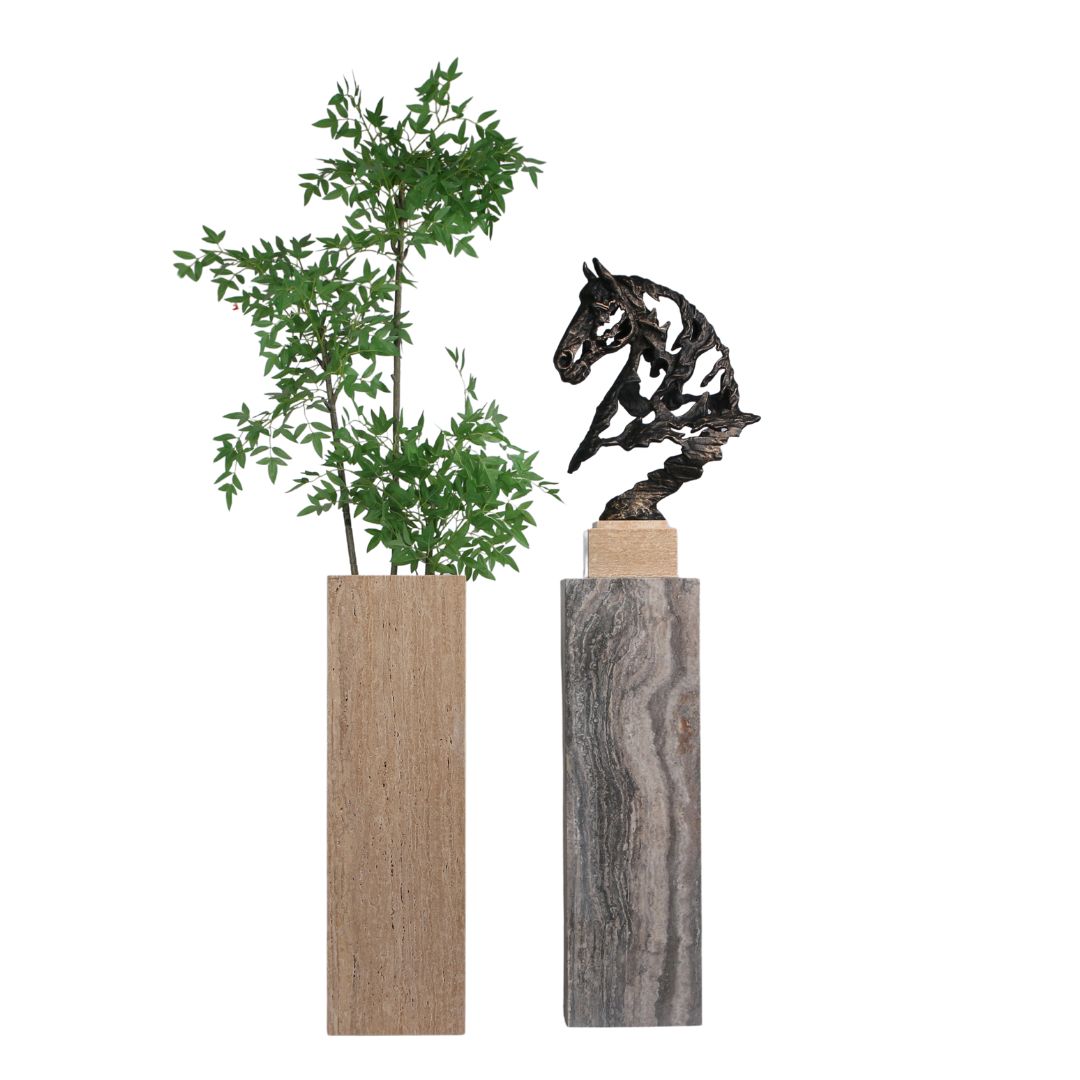 Marble Stand / Planter Box -L T0161 - Brown -  Home Decor Figurines - ebarza Furniture UAE | Shop Modern Furniture in Abu Dhabi & Dubai - مفروشات ايبازرا في الامارات | تسوق اثاث عصري وديكورات مميزة في دبي وابوظبي