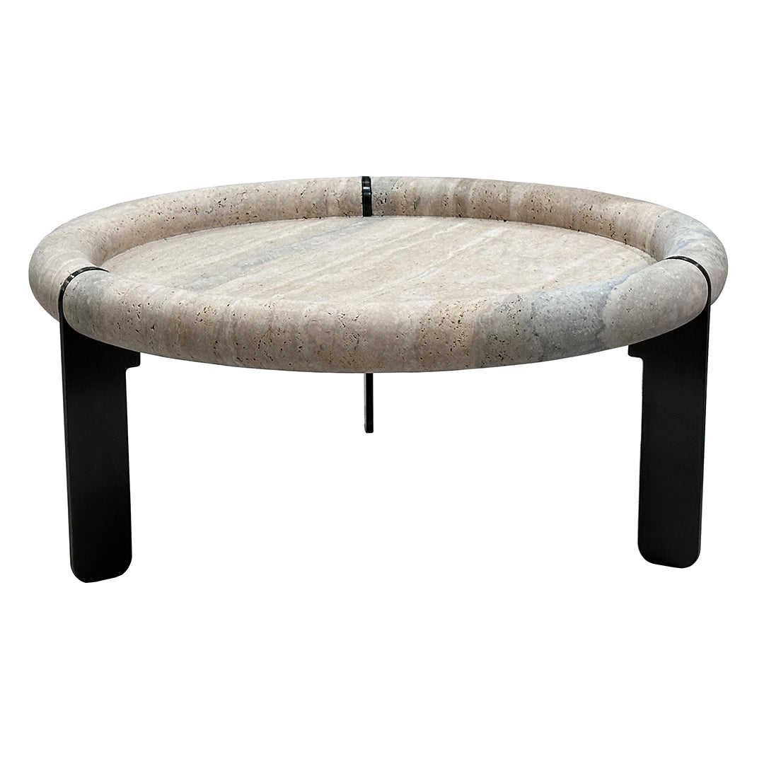 Marseille Travertine Center Table - EB04B -  Coffee tables - ebarza Furniture UAE | Shop Modern Furniture in Abu Dhabi & Dubai - مفروشات ايبازرا في الامارات | تسوق اثاث عصري وديكورات مميزة في دبي وابوظبي