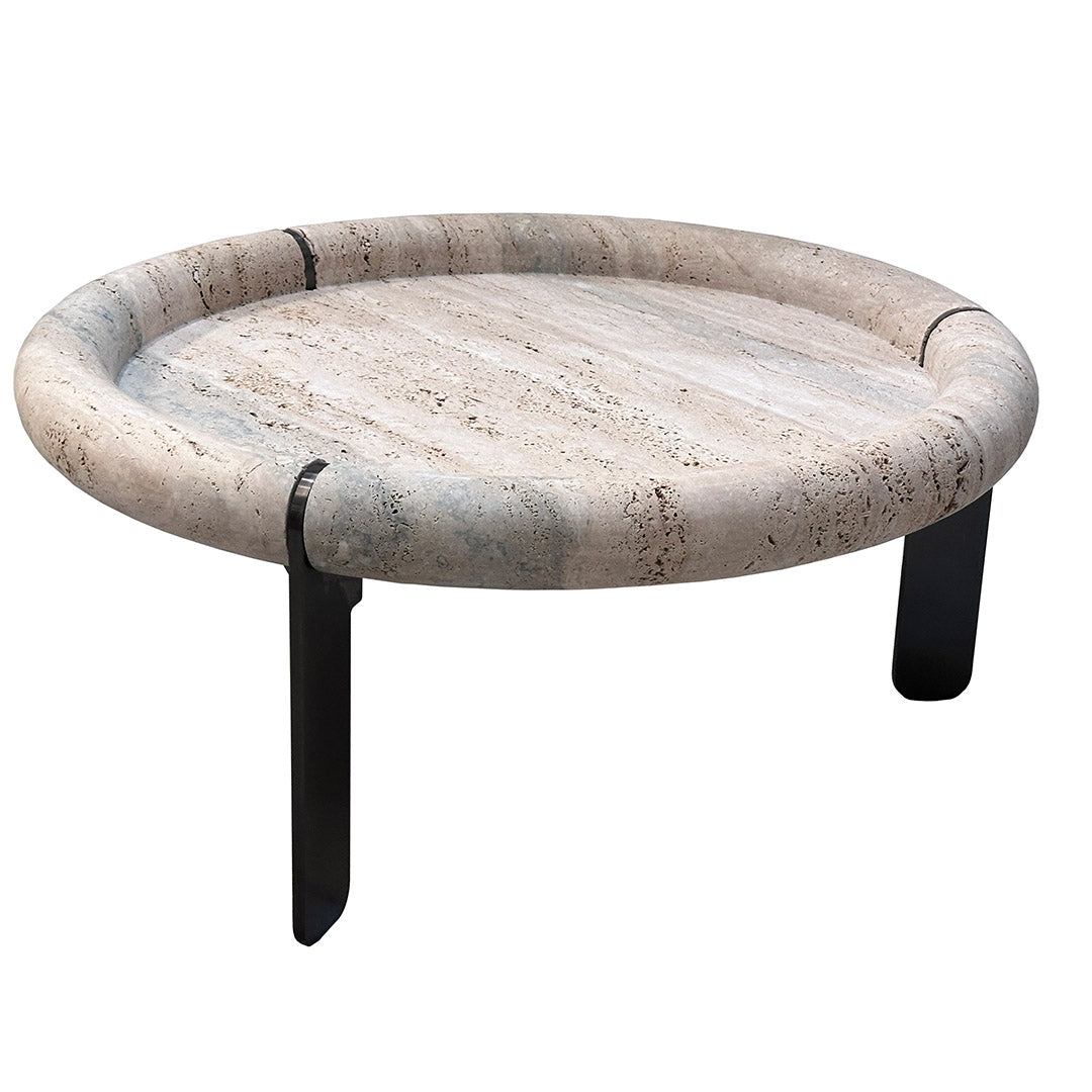 Marseille Travertine Center Table - EB04B -  Coffee tables - ebarza Furniture UAE | Shop Modern Furniture in Abu Dhabi & Dubai - مفروشات ايبازرا في الامارات | تسوق اثاث عصري وديكورات مميزة في دبي وابوظبي