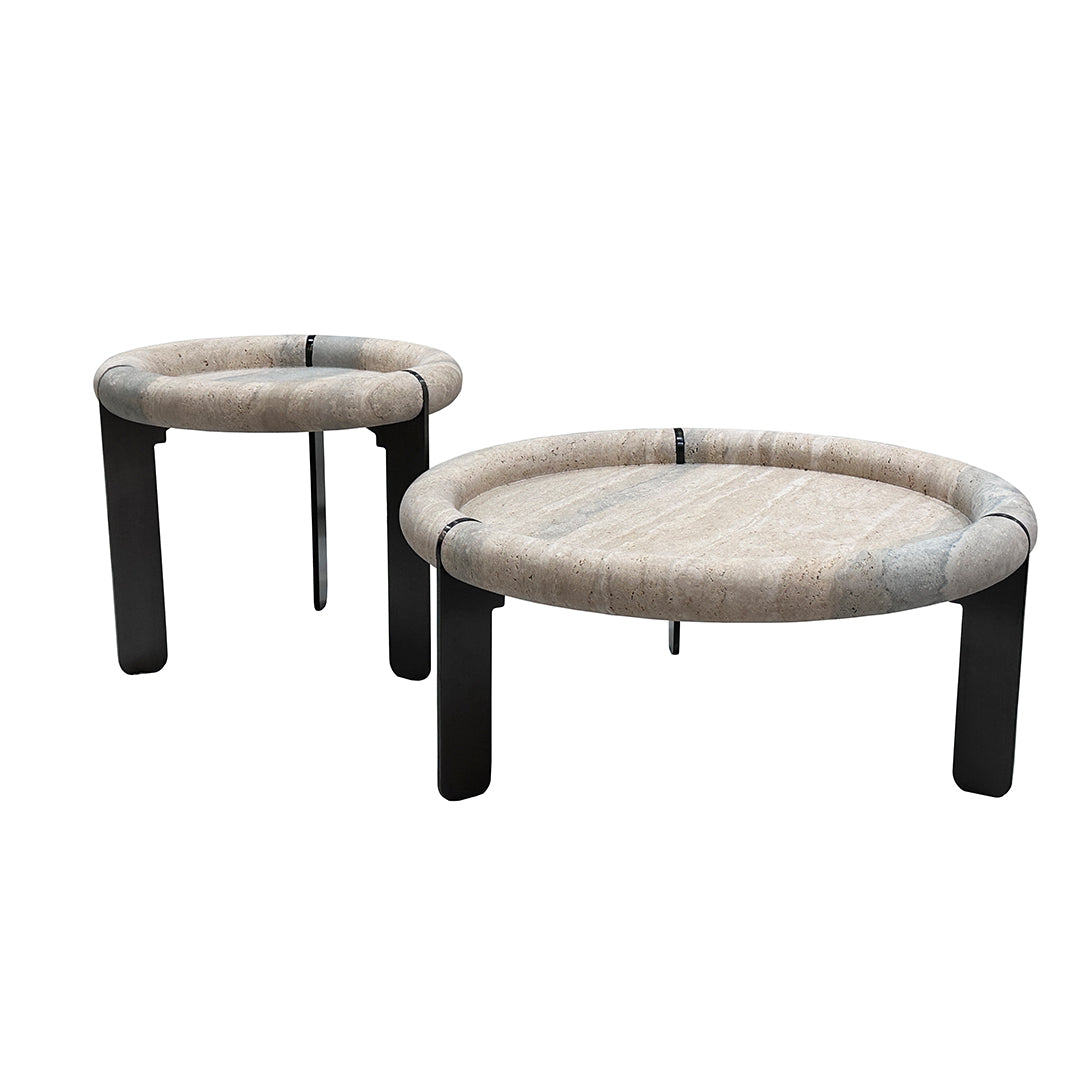 Marseille Travertine Center Table - EB04B -  Coffee tables - ebarza Furniture UAE | Shop Modern Furniture in Abu Dhabi & Dubai - مفروشات ايبازرا في الامارات | تسوق اثاث عصري وديكورات مميزة في دبي وابوظبي