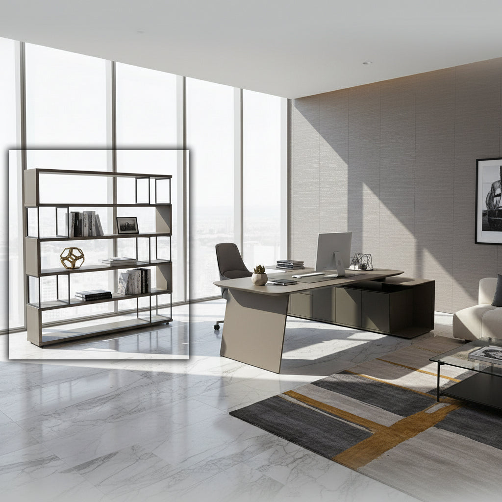 Microfiber Hard Leather Bookshelf DO-21 -  Bookcases - ebarza Furniture UAE | Shop Modern Furniture in Abu Dhabi & Dubai - مفروشات ايبازرا في الامارات | تسوق اثاث عصري وديكورات مميزة في دبي وابوظبي