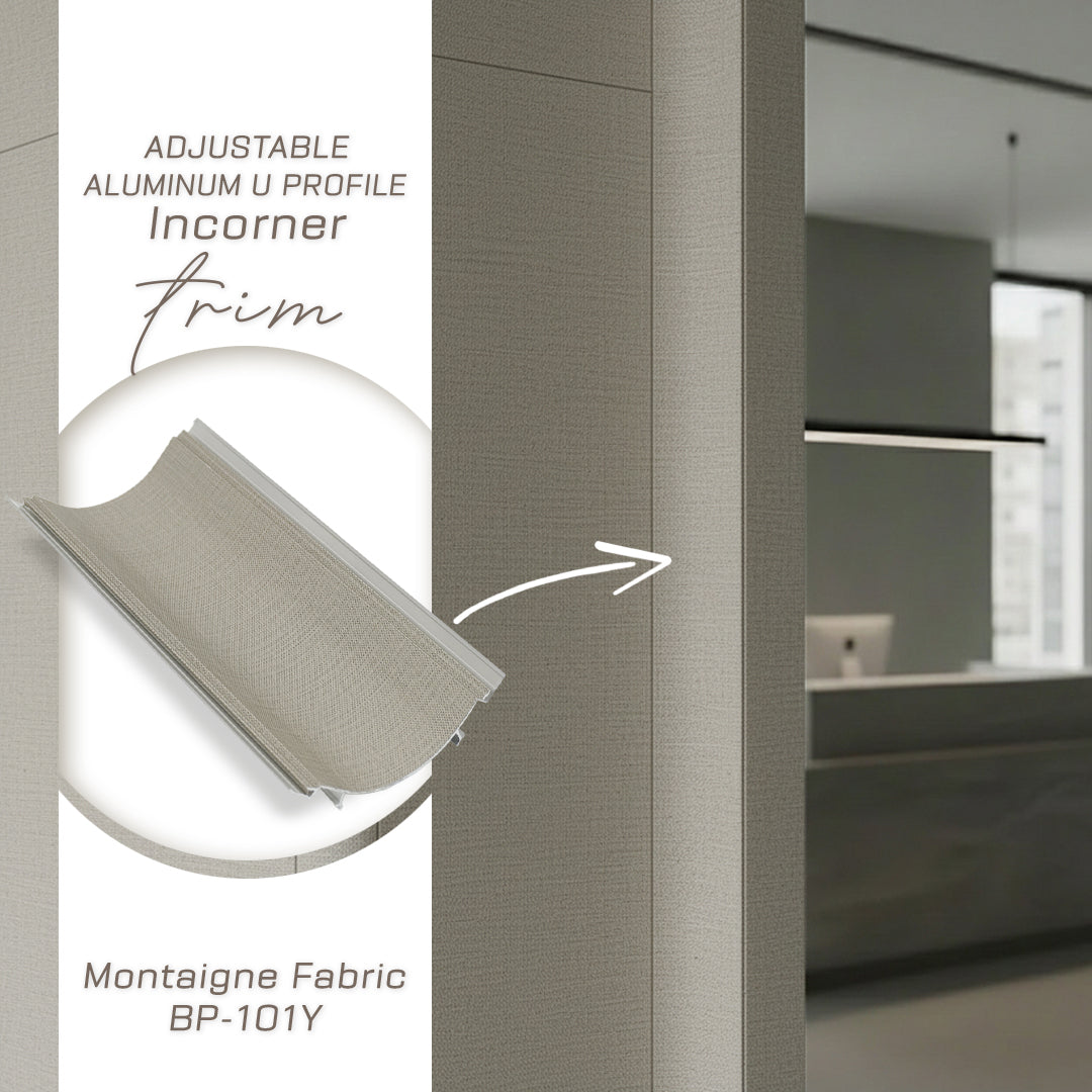 320H-ALUMINUM PROFILE- DESIGN SHAPE: Incorner Trim  COLOUR: Montaigne Fabric BP-101Y