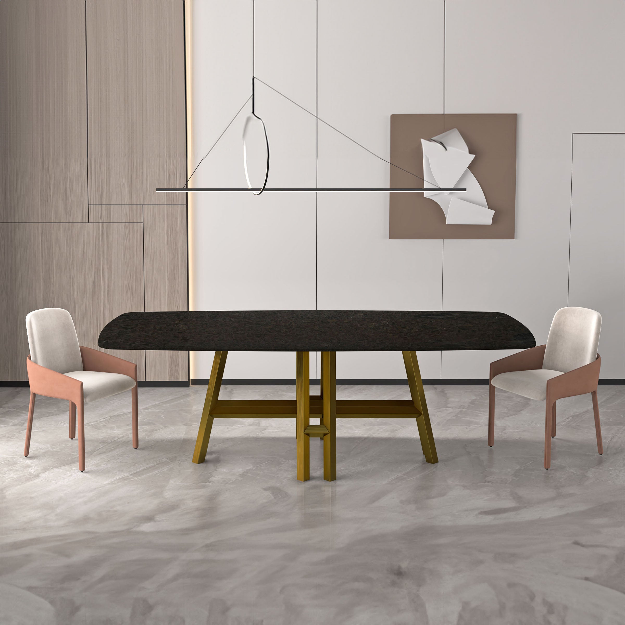 Montreal Natural Stone Dining Table 305DTS24 -  Dining Tables | طاولة طعام مونتريال من الرخام الطبيعي - ebarza Furniture UAE | Shop Modern Furniture in Abu Dhabi & Dubai - مفروشات ايبازرا في الامارات | تسوق اثاث عصري وديكورات مميزة في دبي وابوظبي