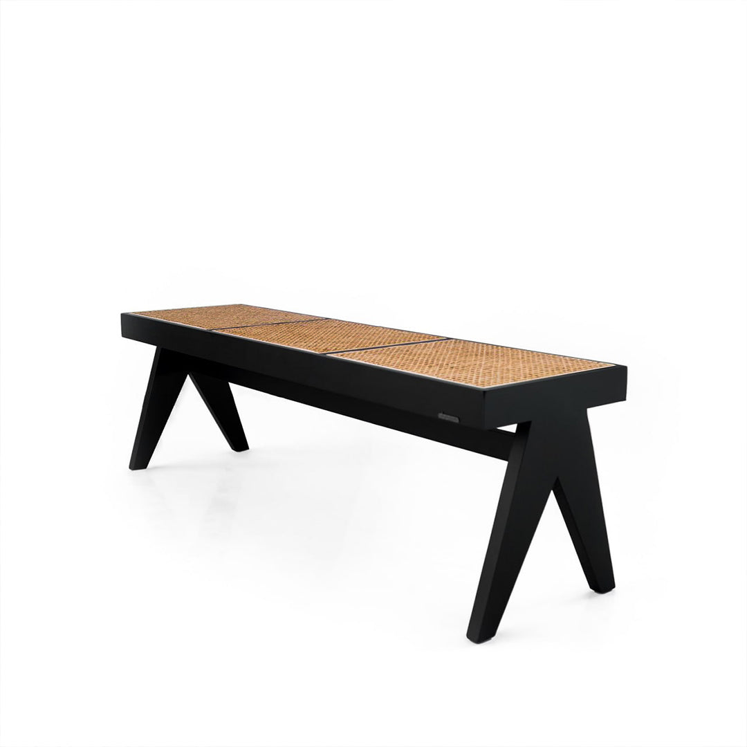 Natural Black with Natural Mesh Wood Bench MLL-WB01Black
