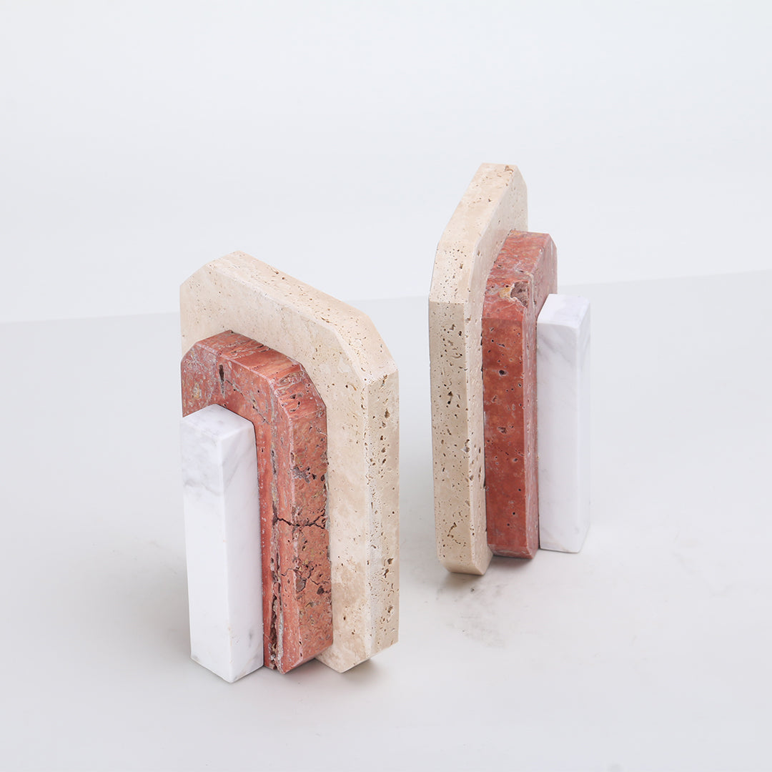 Natural Harmony: Set of 2 Stone Bookends for Timeless Shelf Styling KH3006 -  Bookends - ebarza Furniture UAE | Shop Modern Furniture in Abu Dhabi & Dubai - مفروشات ايبازرا في الامارات | تسوق اثاث عصري وديكورات مميزة في دبي وابوظبي