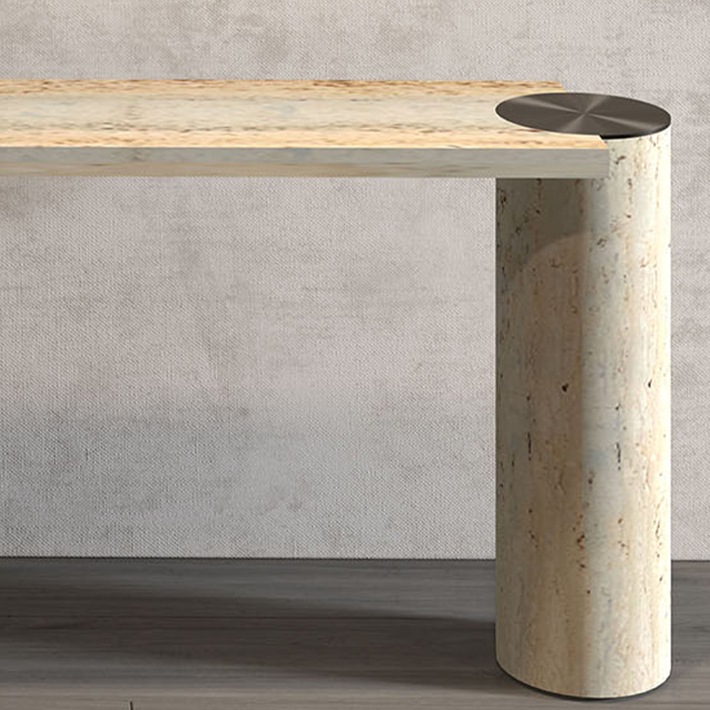 Natural Marble Console Silver  200cm Travertine Stainless Steel Brushed Black DZ463DTS -  Consoles | كونسول رخام طبيعي فضي 200 سم ترافرتين ستانلس ستيل أسود مصقول - ebarza Furniture UAE | Shop Modern Furniture in Abu Dhabi & Dubai - مفروشات ايبازرا في الامارات | تسوق اثاث عصري وديكورات مميزة في دبي وابوظبي