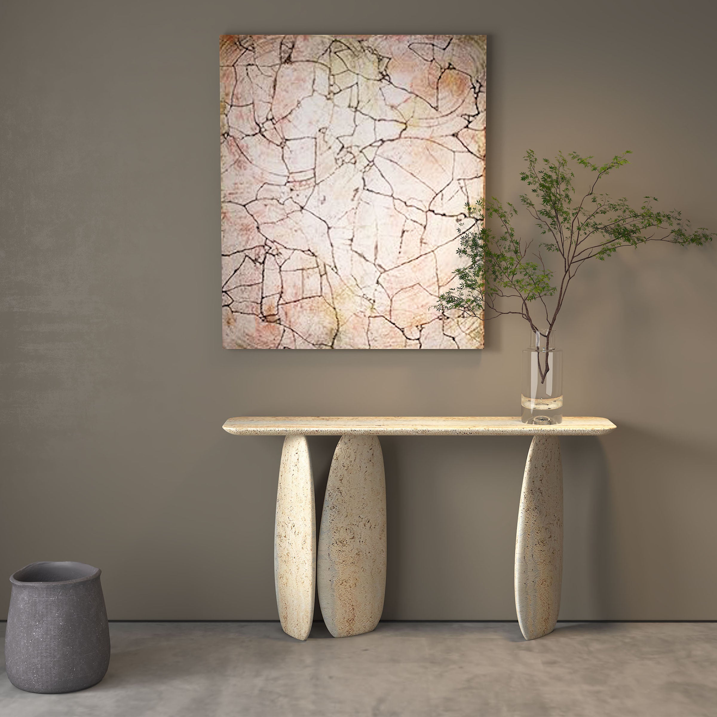 Pre-order 90 Days for Delivery - Natural Stone Console Table Silver Travertine 495DTS -  Consoles | الطلب المسبق خلال 90 يومًا للتسليم - طاولة كونسول من الحجر الطبيعي، لون فضي من الحجر الجيري - ebarza Furniture UAE | Shop Modern Furniture in Abu Dhabi & Dubai - مفروشات ايبازرا في الامارات | تسوق اثاث عصري وديكورات مميزة في دبي وابوظبي