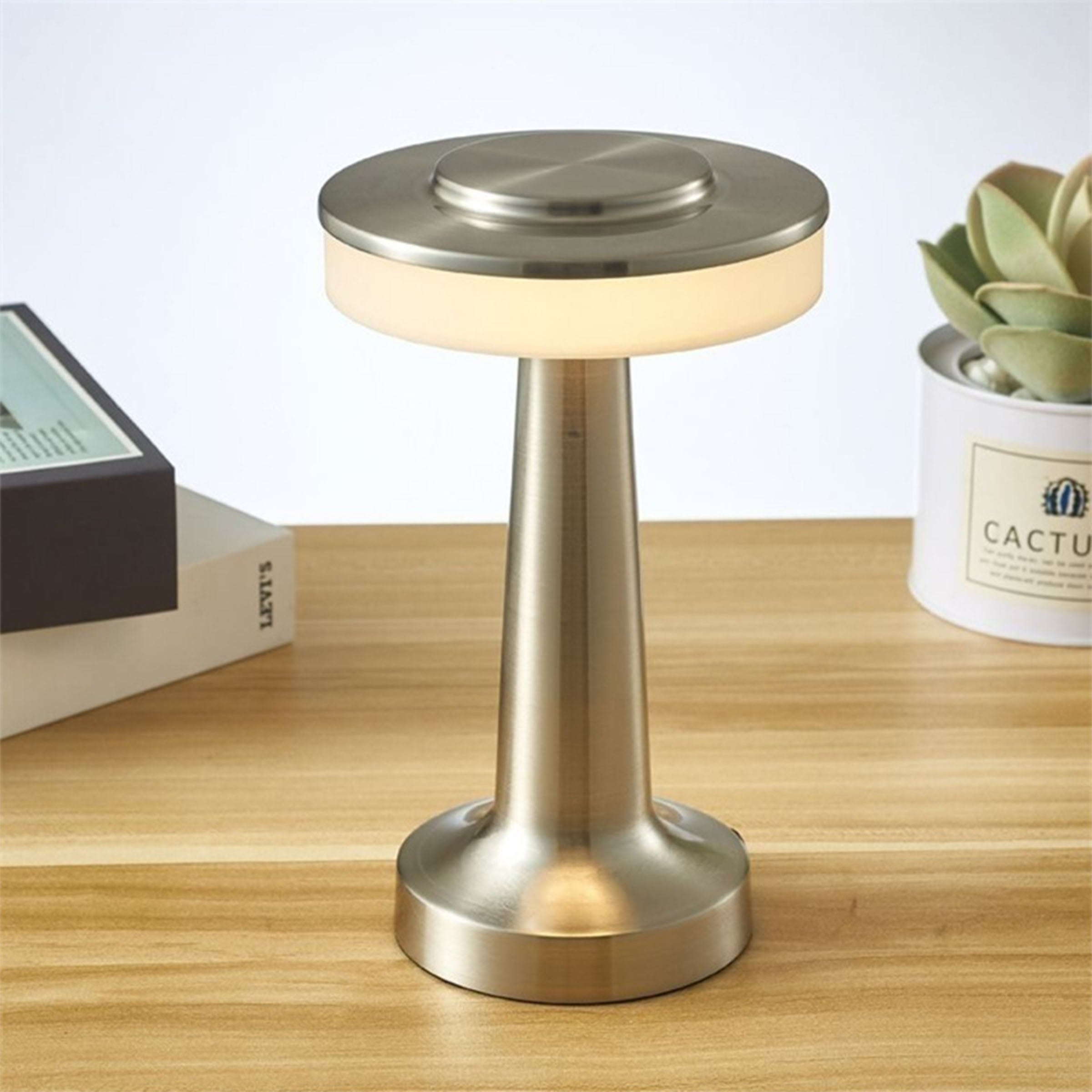 Night Light Silver Table Lamp HTD-INL10060 -  Desk\table Lamps | مصباح طاولة ليلي فضي خفيف ليلاً - ebarza Furniture UAE | Shop Modern Furniture in Abu Dhabi & Dubai - مفروشات ايبازرا في الامارات | تسوق اثاث عصري وديكورات مميزة في دبي وابوظبي