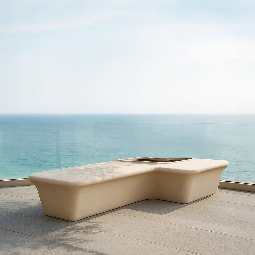 Outdoor/Indoor Beige Planter Box And Bench XK-8172A -  Planter Boxes - ebarza Furniture UAE | Shop Modern Furniture in Abu Dhabi & Dubai - مفروشات ايبازرا في الامارات | تسوق اثاث عصري وديكورات مميزة في دبي وابوظبي