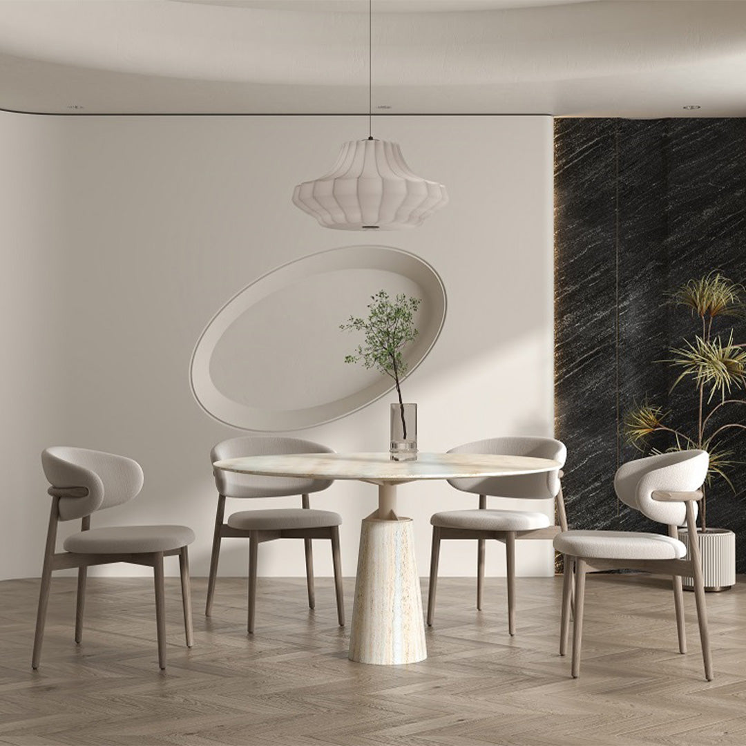 Palma Travertine Dining Table - 308DTS -  Dining Tables - ebarza Furniture UAE | Shop Modern Furniture in Abu Dhabi & Dubai - مفروشات ايبازرا في الامارات | تسوق اثاث عصري وديكورات مميزة في دبي وابوظبي