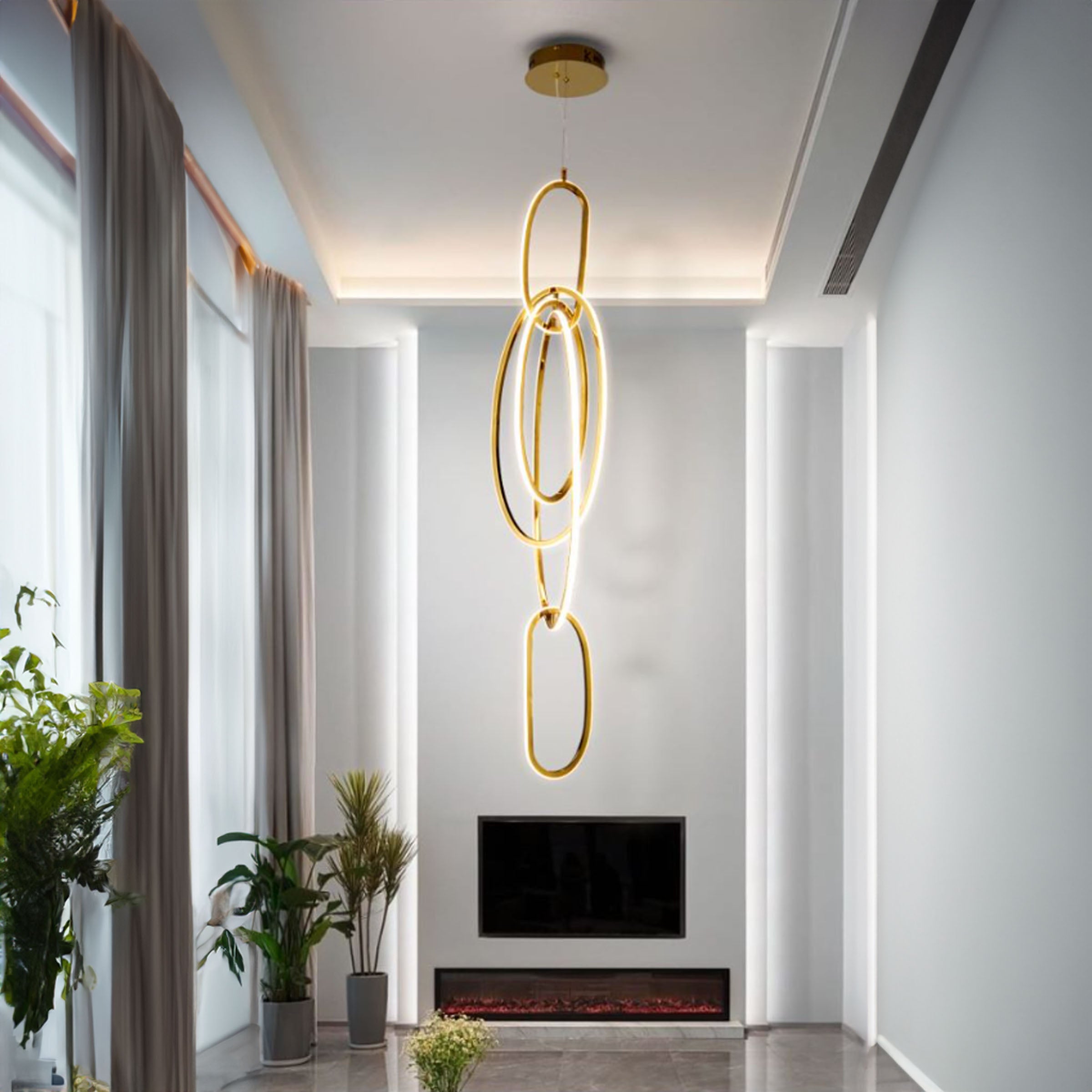 Cosmic Rings Golden Pendant Lamp CY-DD-1047 -  Pendant Lamps | الحلقات الكونية الذهبية مصباح معلق - ebarza Furniture UAE | Shop Modern Furniture in Abu Dhabi & Dubai - مفروشات ايبازرا في الامارات | تسوق اثاث عصري وديكورات مميزة في دبي وابوظبي