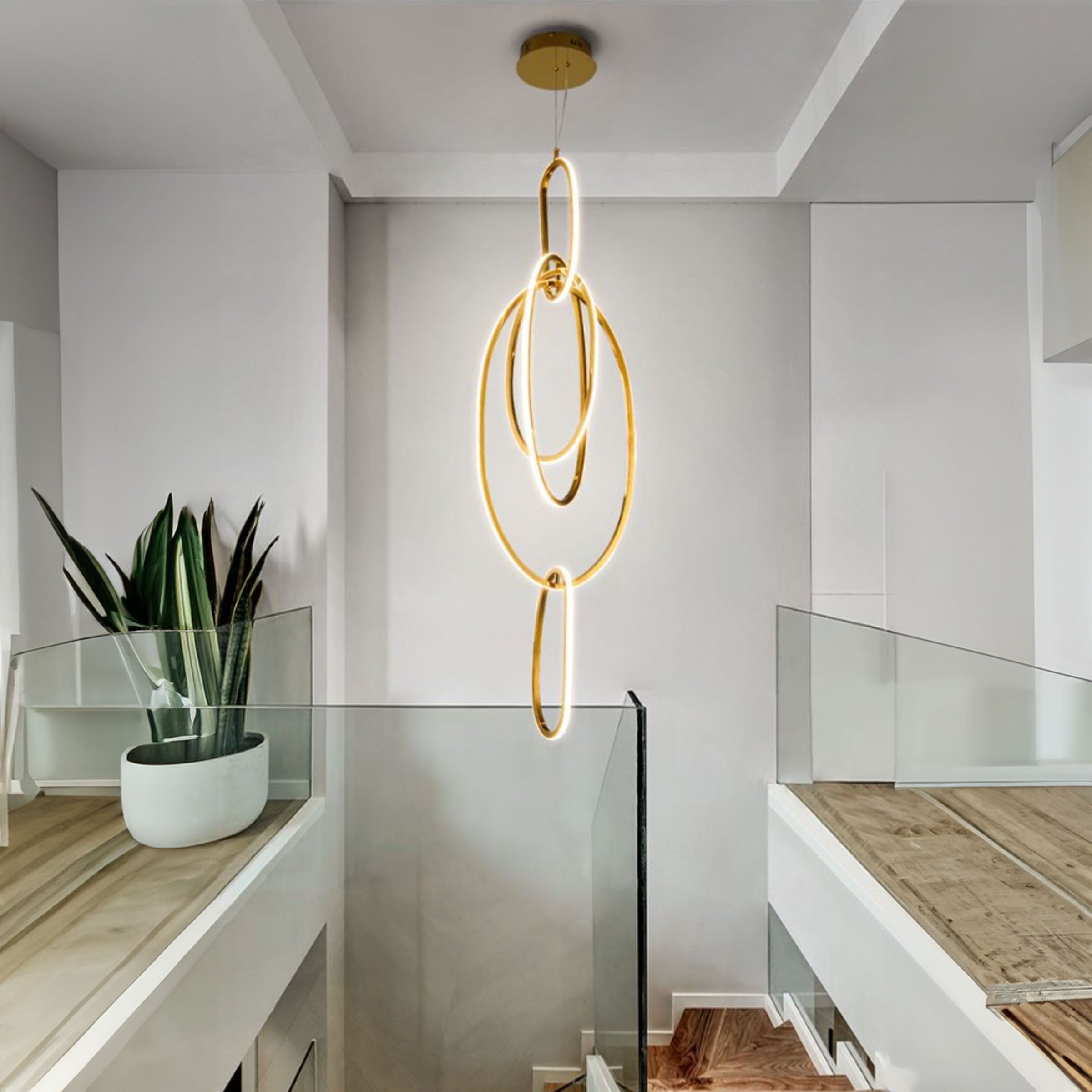 Cosmic Rings Golden Pendant Lamp CY-DD-1047 -  Pendant Lamps | الحلقات الكونية الذهبية مصباح معلق - ebarza Furniture UAE | Shop Modern Furniture in Abu Dhabi & Dubai - مفروشات ايبازرا في الامارات | تسوق اثاث عصري وديكورات مميزة في دبي وابوظبي