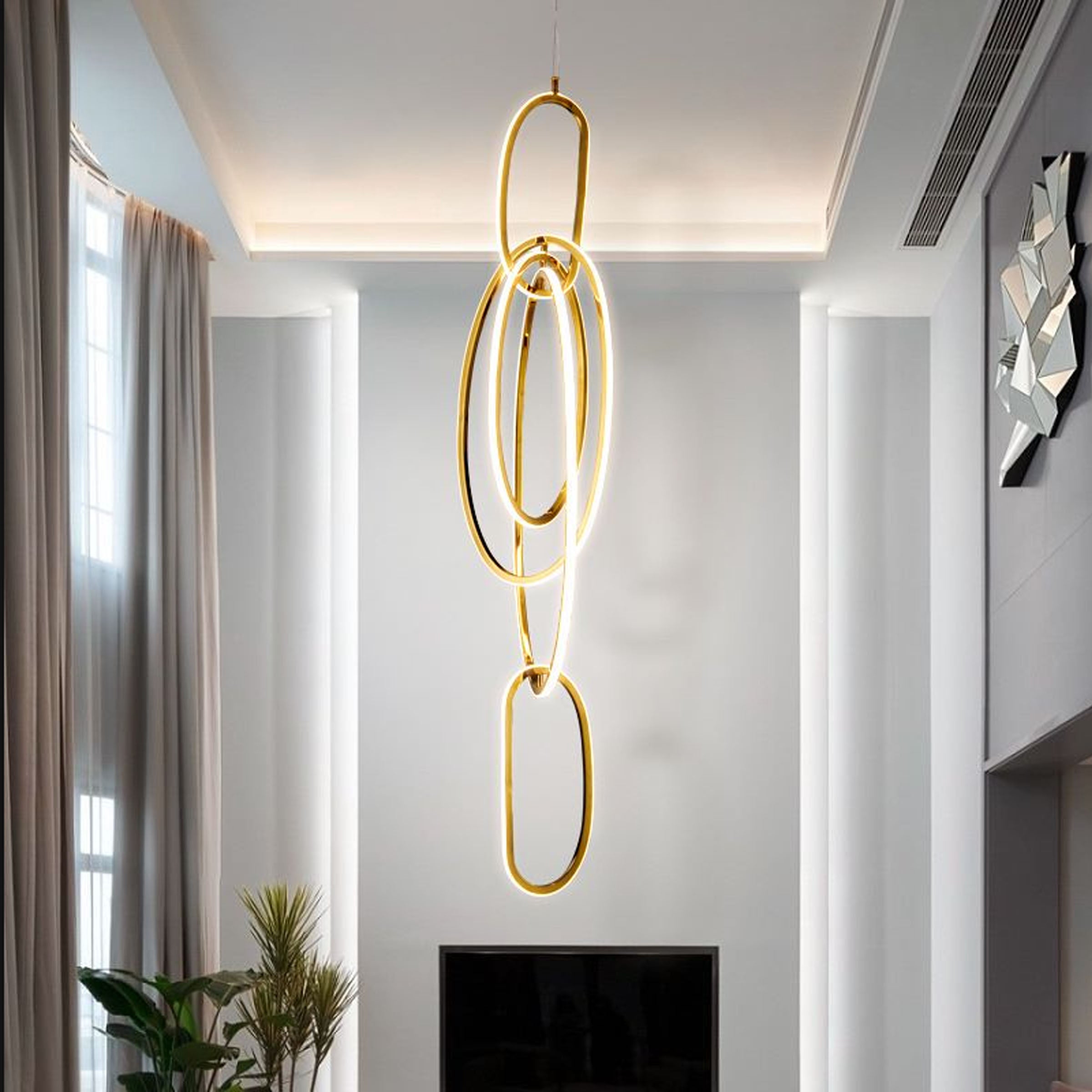 Cosmic Rings Golden Pendant Lamp CY-DD-1047 -  Pendant Lamps | الحلقات الكونية الذهبية مصباح معلق - ebarza Furniture UAE | Shop Modern Furniture in Abu Dhabi & Dubai - مفروشات ايبازرا في الامارات | تسوق اثاث عصري وديكورات مميزة في دبي وابوظبي