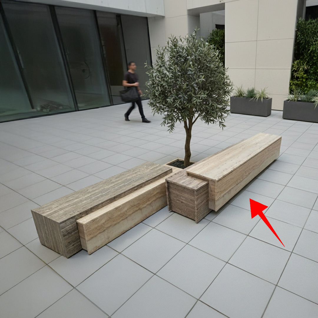 Petra Travertine  Bench / Side Table - EB15 -  Benches - ebarza Furniture UAE | Shop Modern Furniture in Abu Dhabi & Dubai - مفروشات ايبازرا في الامارات | تسوق اثاث عصري وديكورات مميزة في دبي وابوظبي