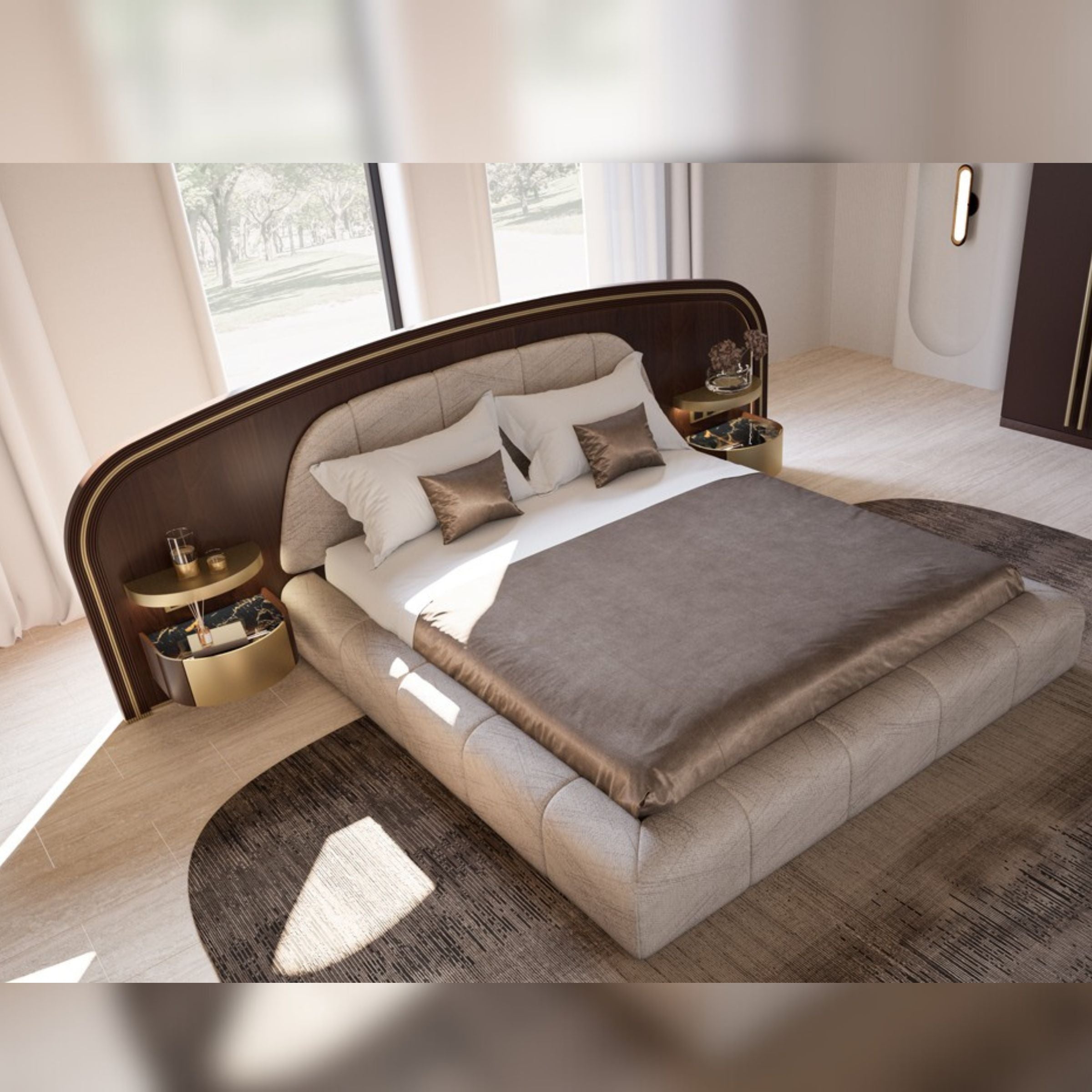 Vega King Size Bedstead with 2X Bedside tables KARVEG001 -  Bedsteads | سرير فيجا بحجم كينج مع طاولات بجانب السرير - ebarza Furniture UAE | Shop Modern Furniture in Abu Dhabi & Dubai - مفروشات ايبازرا في الامارات | تسوق اثاث عصري وديكورات مميزة في دبي وابوظبي