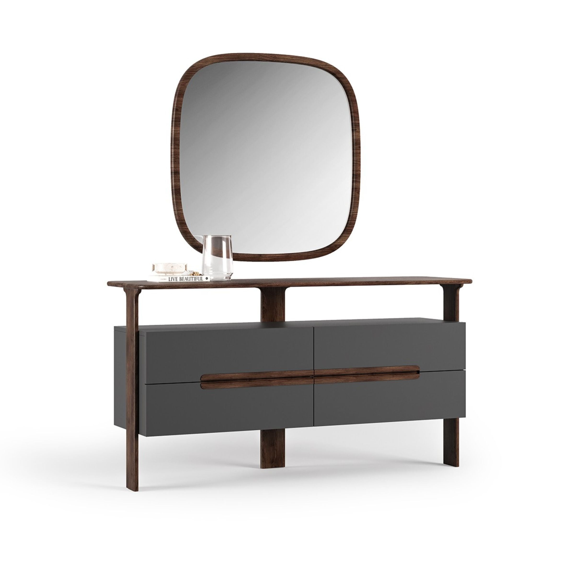 Lova Dresser and Mirror YOLVA-DM -  Dressers and Mirrors | تسريحة ومرآة لوفا - ebarza Furniture UAE | Shop Modern Furniture in Abu Dhabi & Dubai - مفروشات ايبازرا في الامارات | تسوق اثاث عصري وديكورات مميزة في دبي وابوظبي