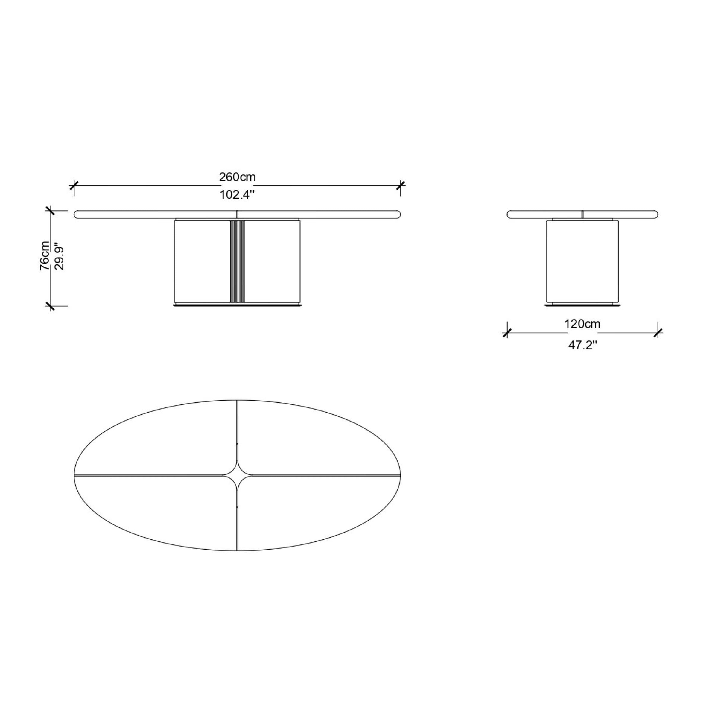 Vega Oval Dining Table 260*120 CM MASVEG001 -  Dining Tables | طاولة سفرة بيضاوية فيجا 260 * 120 سم - ebarza Furniture UAE | Shop Modern Furniture in Abu Dhabi & Dubai - مفروشات ايبازرا في الامارات | تسوق اثاث عصري وديكورات مميزة في دبي وابوظبي