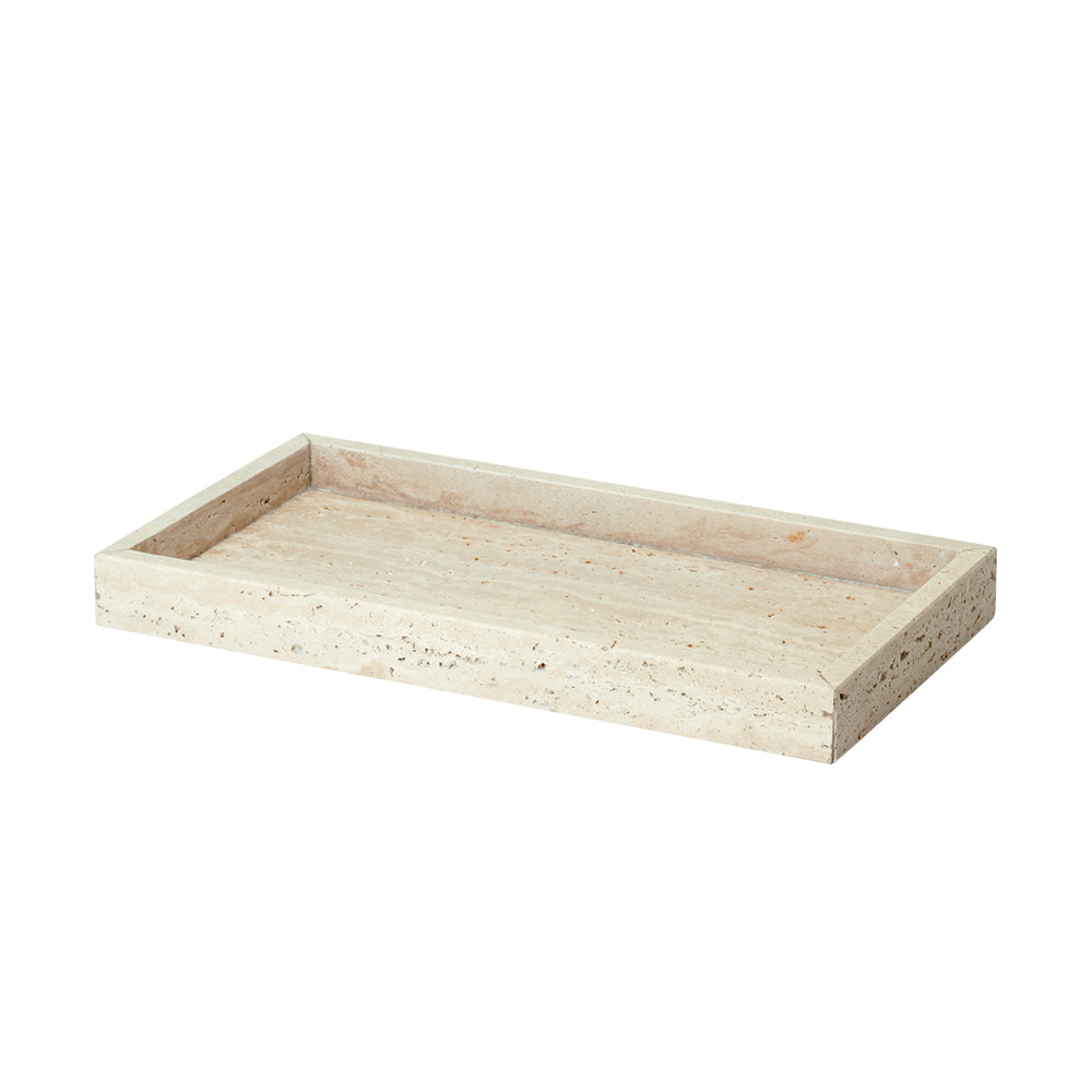 Yellow Travertine Medium Tray RHB834 -  Trays | صينية صغيرة بيضاوية رخامية على شكل زهرة باوانج - ebarza Furniture UAE | Shop Modern Furniture in Abu Dhabi & Dubai - مفروشات ايبازرا في الامارات | تسوق اثاث عصري وديكورات مميزة في دبي وابوظبي