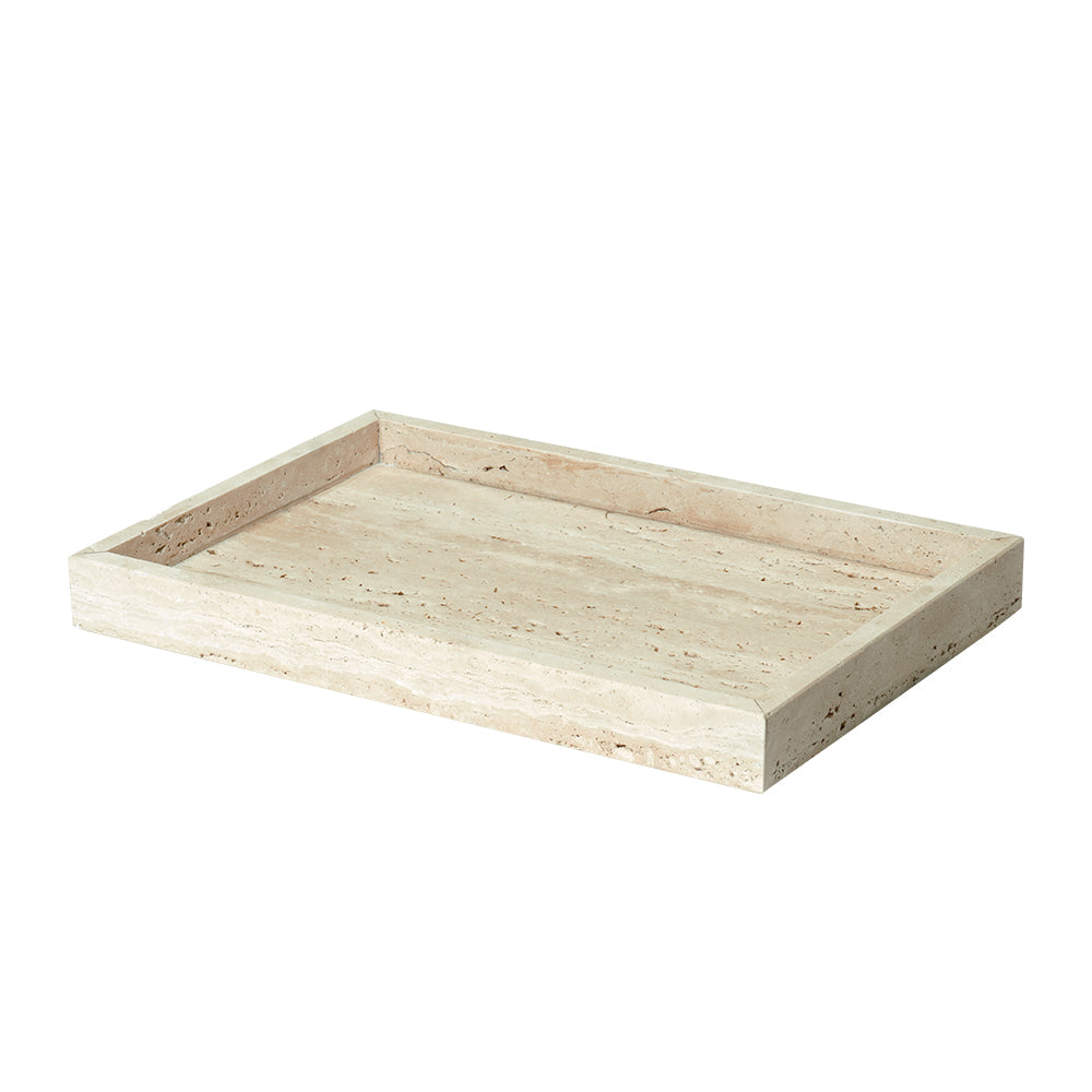 Yellow Travertine Large Tray RHD834 -  Trays | صينية صغيرة بيضاوية رخامية على شكل زهرة باوانج - ebarza Furniture UAE | Shop Modern Furniture in Abu Dhabi & Dubai - مفروشات ايبازرا في الامارات | تسوق اثاث عصري وديكورات مميزة في دبي وابوظبي