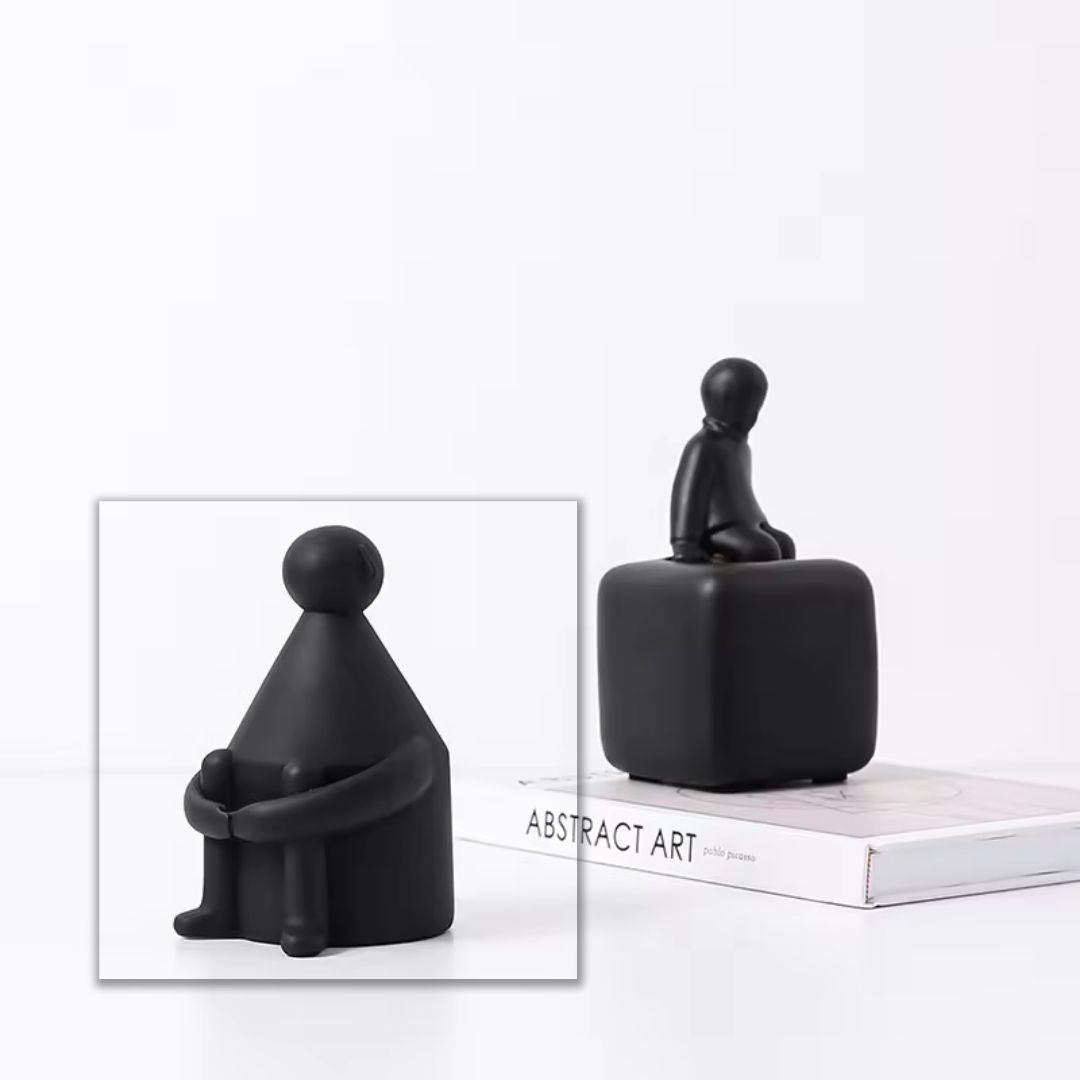 Round Head White Man Black FC-SZ22006B -  Home Decor Figurines - ebarza Furniture UAE | Shop Modern Furniture in Abu Dhabi & Dubai - مفروشات ايبازرا في الامارات | تسوق اثاث عصري وديكورات مميزة في دبي وابوظبي