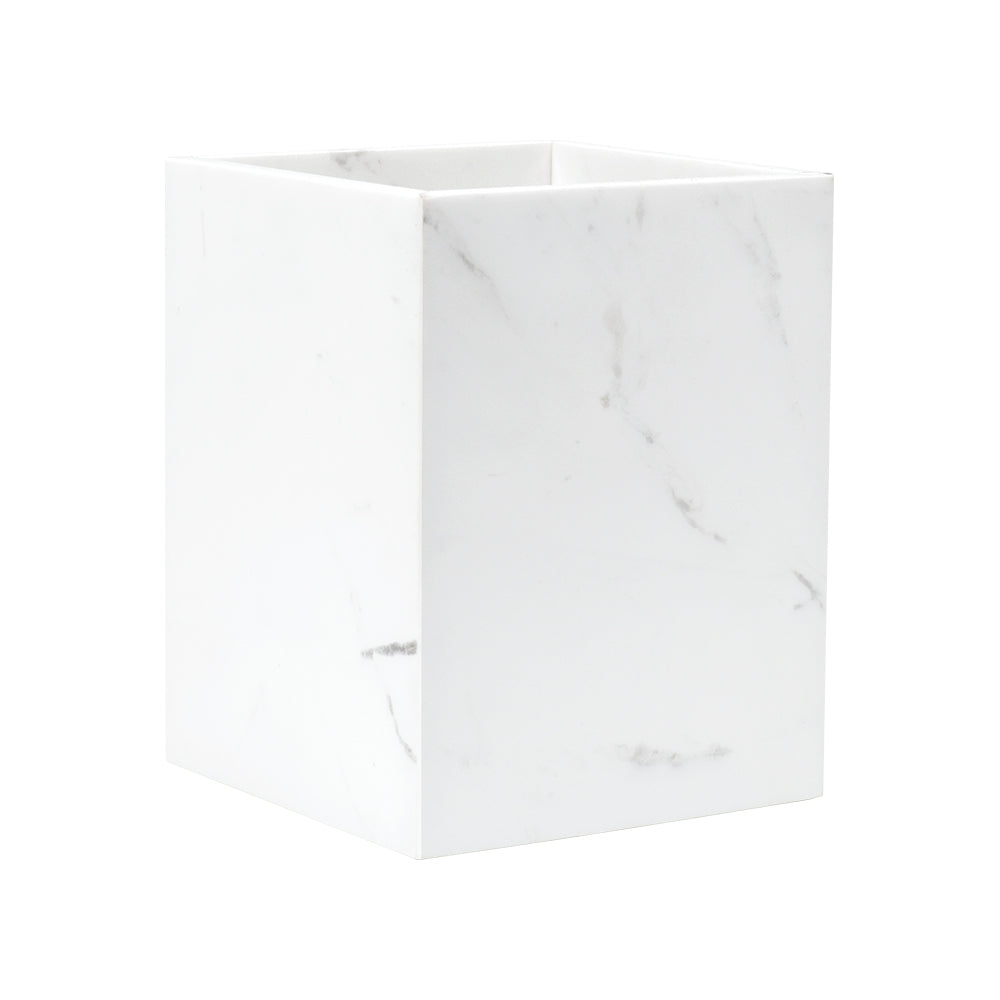 Jazz White Marble Trash Can SBK880-8 -  Bathroom Accessories | سلة المهملات ذات الدواسة باللون الأسود المصقول - ebarza Furniture UAE | Shop Modern Furniture in Abu Dhabi & Dubai - مفروشات ايبازرا في الامارات | تسوق اثاث عصري وديكورات مميزة في دبي وابوظبي