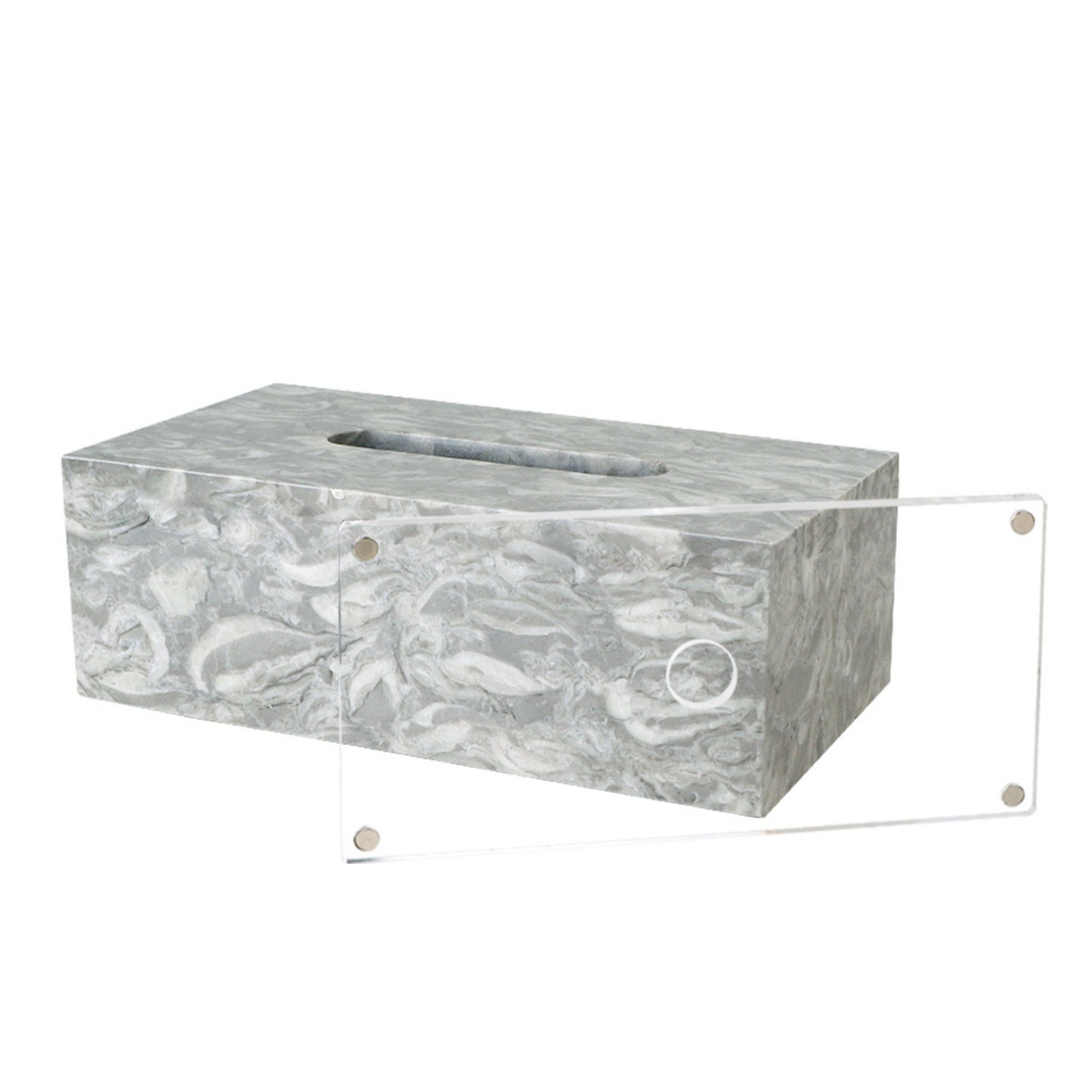 Bawang Flower Marble Rectangular Tissue Box (PVC magnetic suction base) SBK892-5A -  Home Decor Figurines | علبة مناديل مستطيلة رخامية على شكل زهرة باوانج (قاعدة شفط مغناطيسية PVC) - ebarza Furniture UAE | Shop Modern Furniture in Abu Dhabi & Dubai - مفروشات ايبازرا في الامارات | تسوق اثاث عصري وديكورات مميزة في دبي وابوظبي