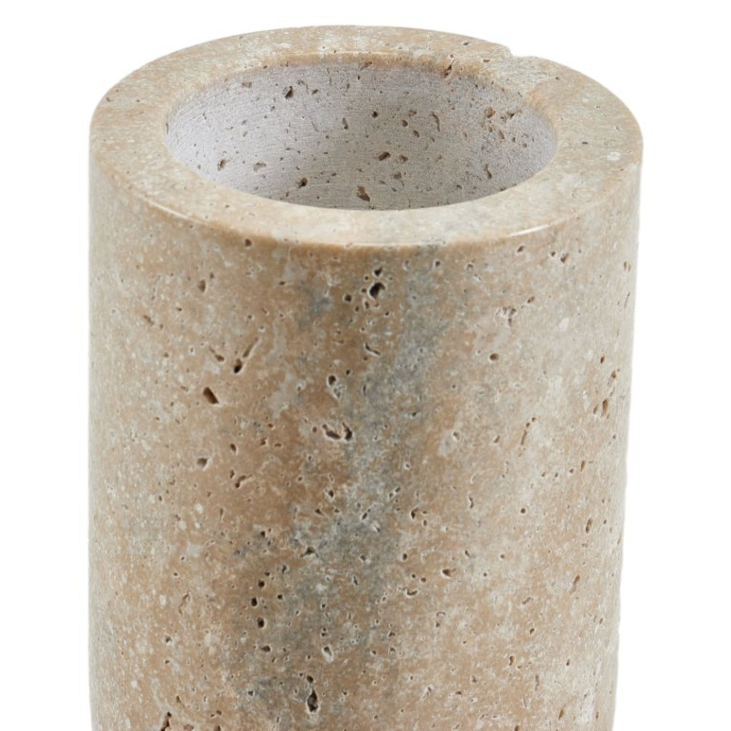 BEIGE MARBLE CANDLE HOLDER-LG  F1190L -  Candle Holders | حامل شموع من الرخام البيج - ebarza Furniture UAE | Shop Modern Furniture in Abu Dhabi & Dubai - مفروشات ايبازرا في الامارات | تسوق اثاث عصري وديكورات مميزة في دبي وابوظبي