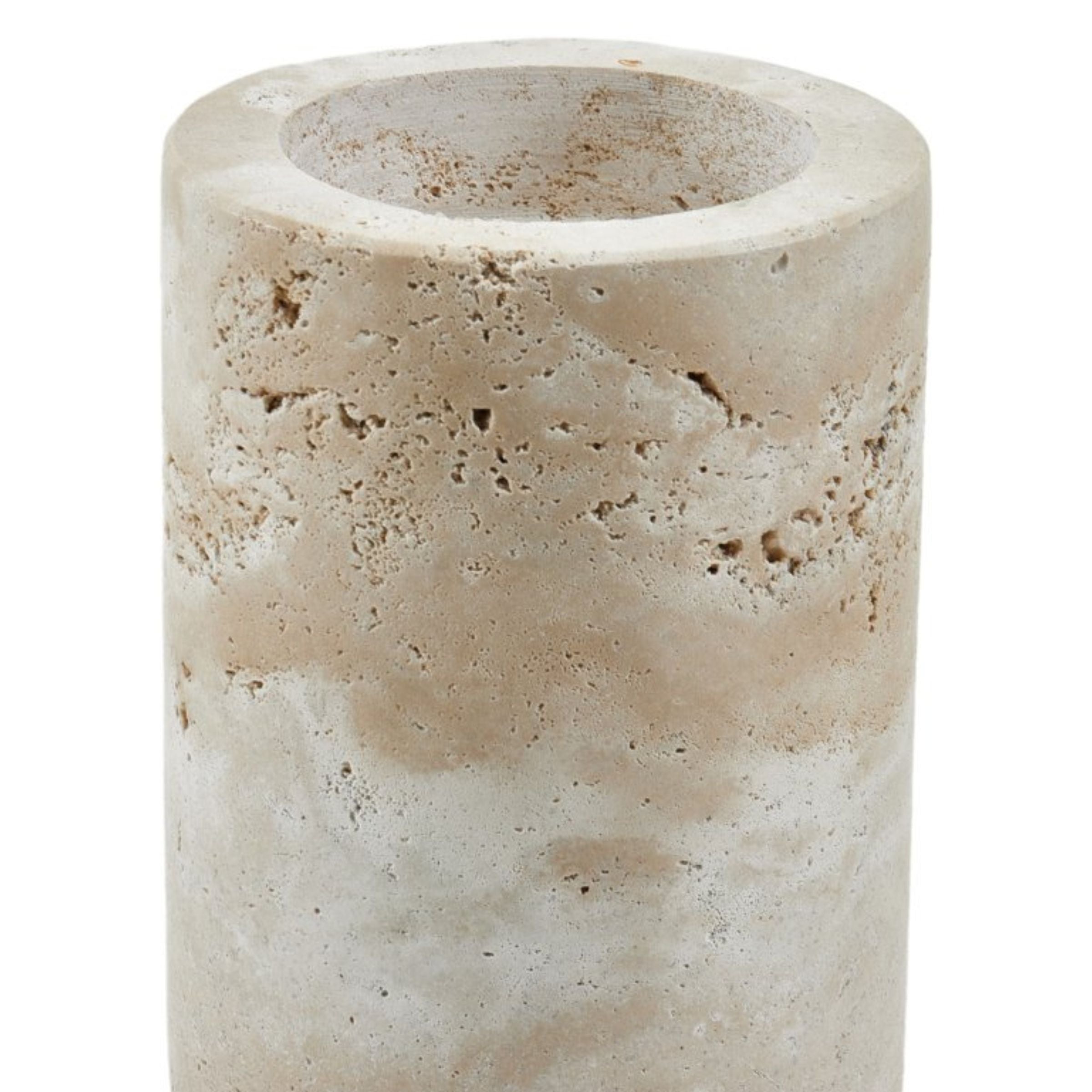 BEIGE MARBLE CANDLE HOLDER-LG  F1190L -  Candle Holders | حامل شموع من الرخام البيج - ebarza Furniture UAE | Shop Modern Furniture in Abu Dhabi & Dubai - مفروشات ايبازرا في الامارات | تسوق اثاث عصري وديكورات مميزة في دبي وابوظبي